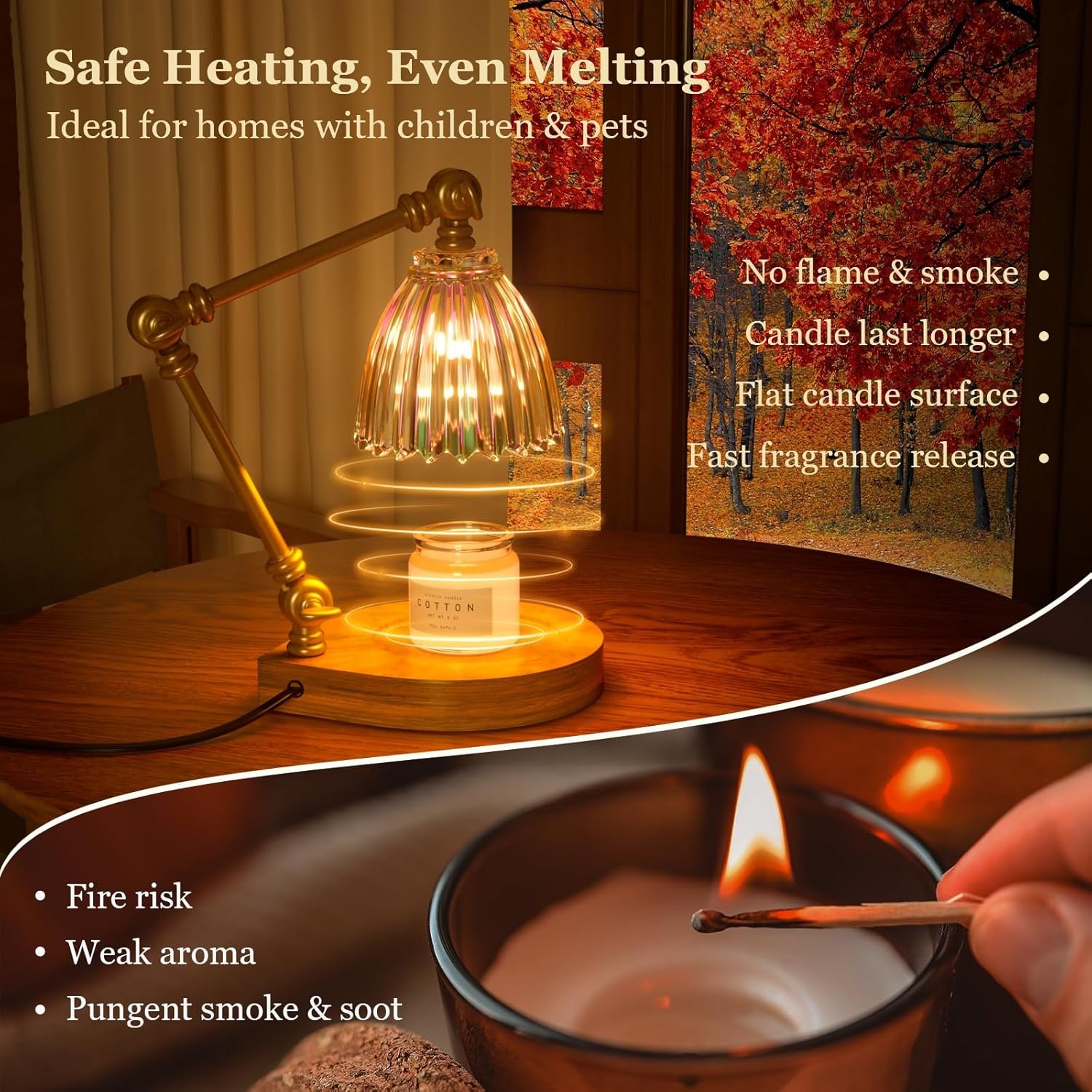 Candle Warmer Lamp, Candle Lamp with Timer and Dimmer, Adjustable Height Candle Warmer for House Warming Gifts, Home Bedroom Decor, Wax Melts Warmer with 2 Bulbs for Scented Wax, Jar Candles - Image 3