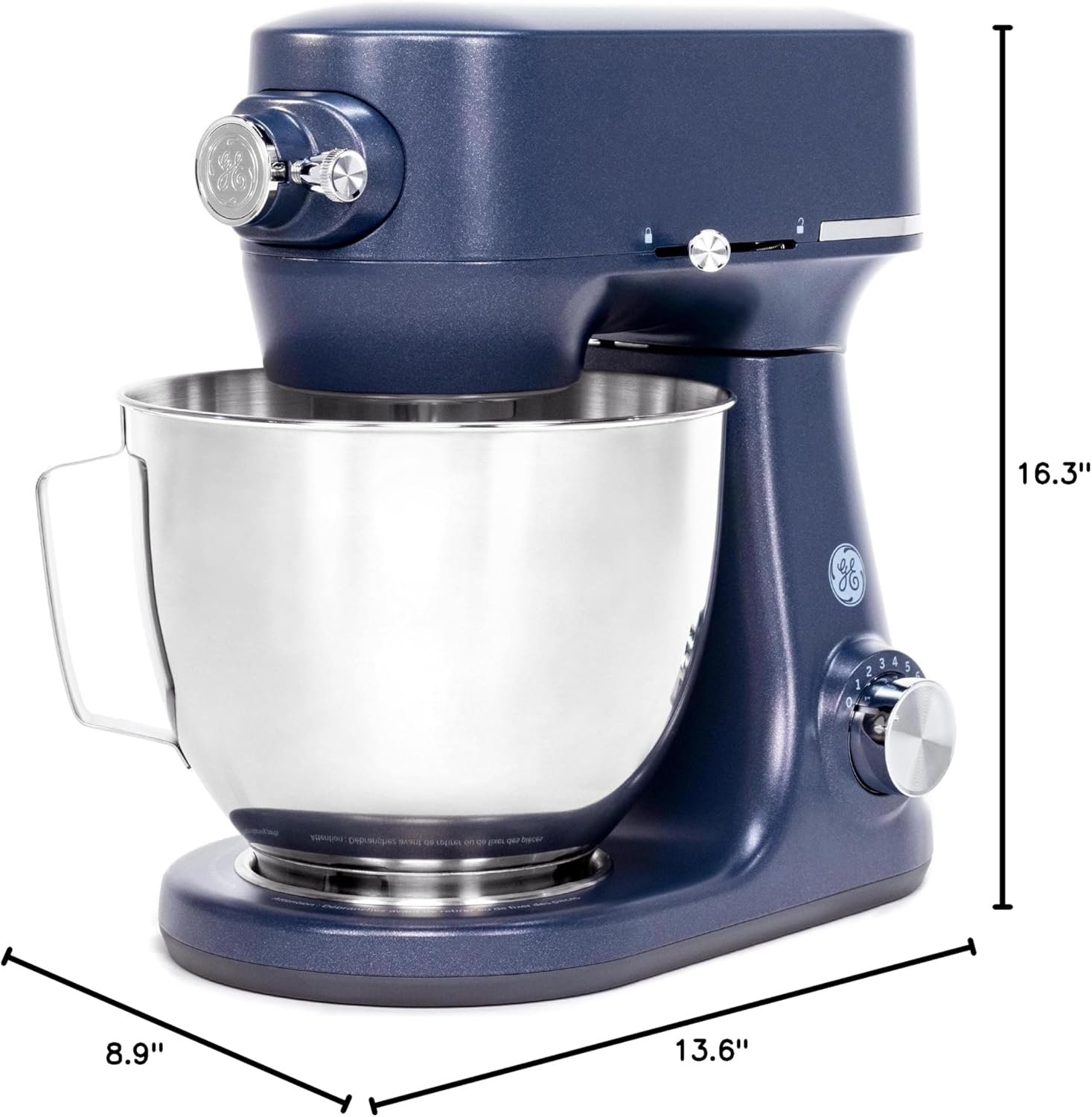 GE Tilt-Head Electric Stand Mixer | 7-Speed, 350-Watt Motor | Includes 5.3-Quart Bowl, Flat Beater, Dough Hook, Wire Whisk & Pouring Shield | Countertop Kitchen Essentials | Sapphire Blue - Image 16