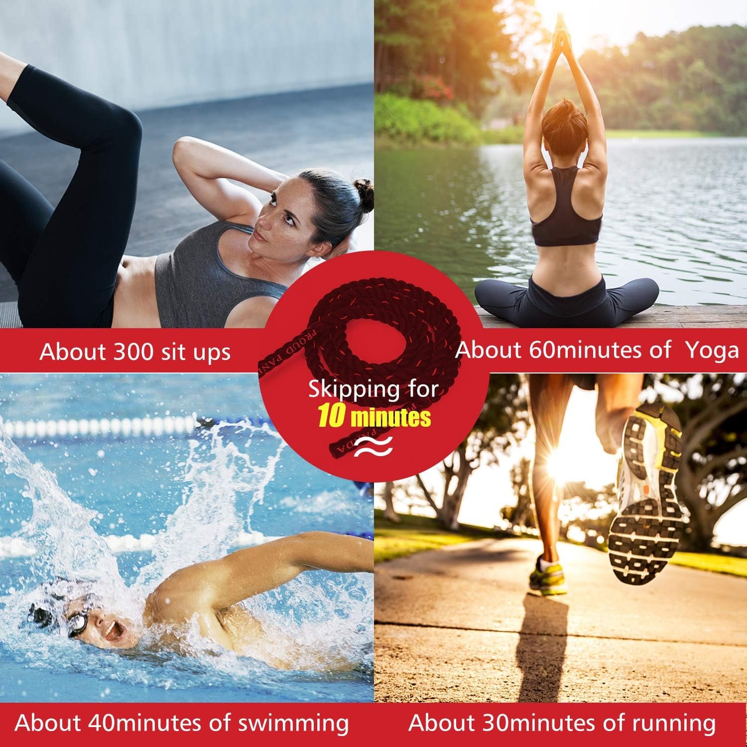 Heavy Jump Ropes for Fitness 2LB/3LB/5LB,Weighted Adult Skipping Rope Exercise Battle Ropes for Men & Women,Total Body Workouts, Power Training in Gym to Improve Strength and Building Muscle - Image 3