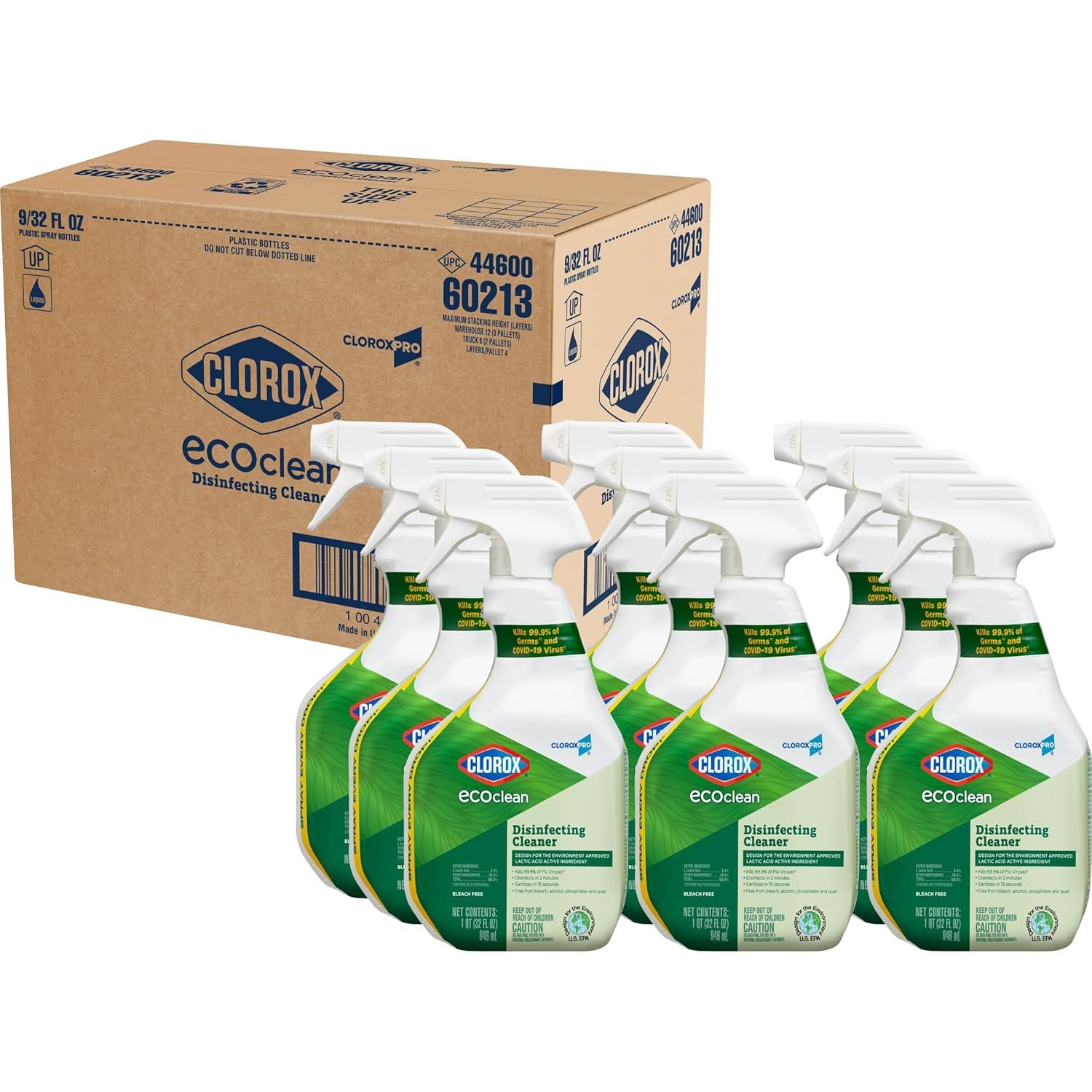 CloroxPro Clorox EcoClean Disinfecting Cleaner Spray Bottle, 32 Fluid Ounces, Pack of 9 - Image 13