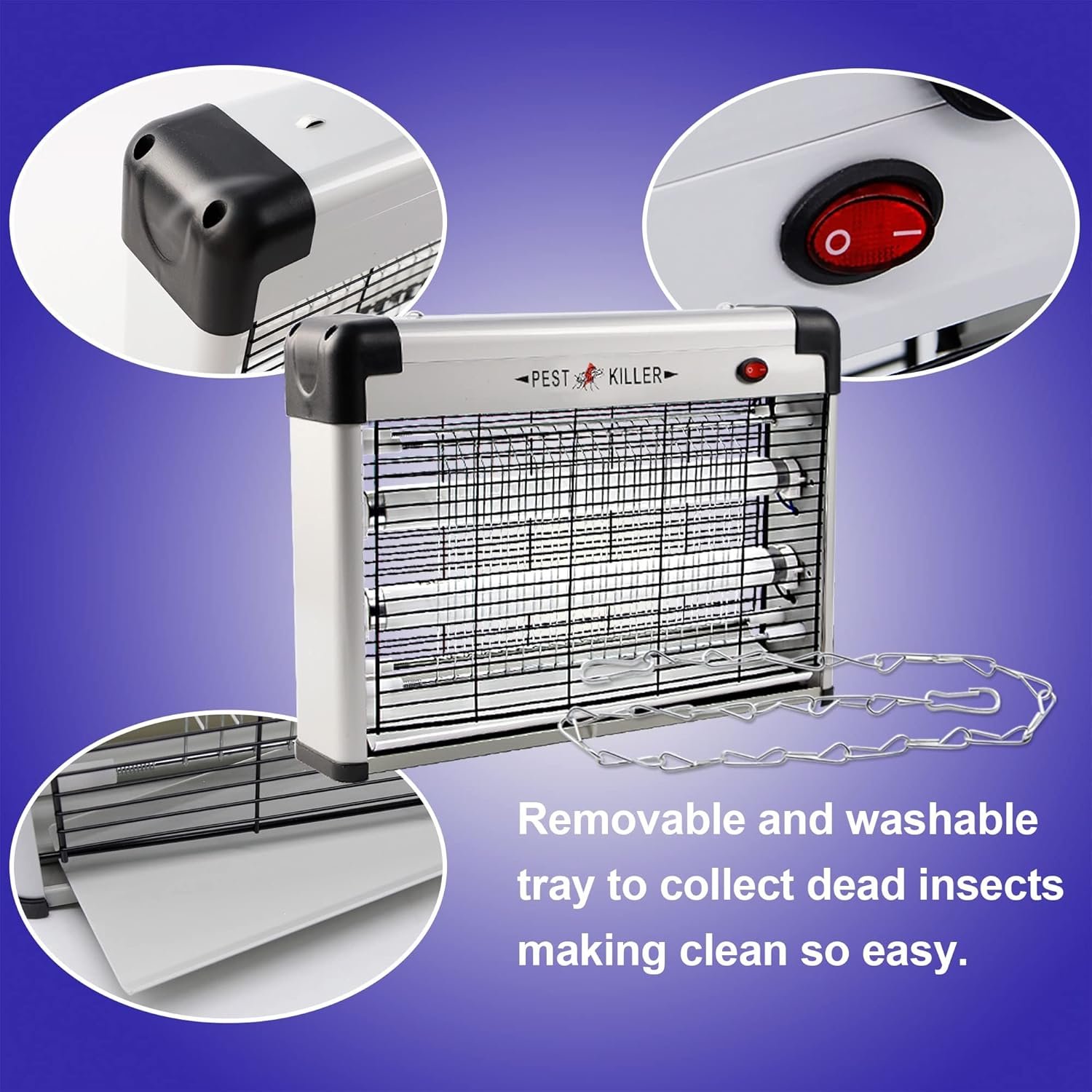 Electric Bug Zapper, Indoor Mosquito Killer with 20W Lamps 2800V Grid, Plug-in Hanging Insect Trap for Mosquito, Moth, Fly Killer Indoor Use - Image 4