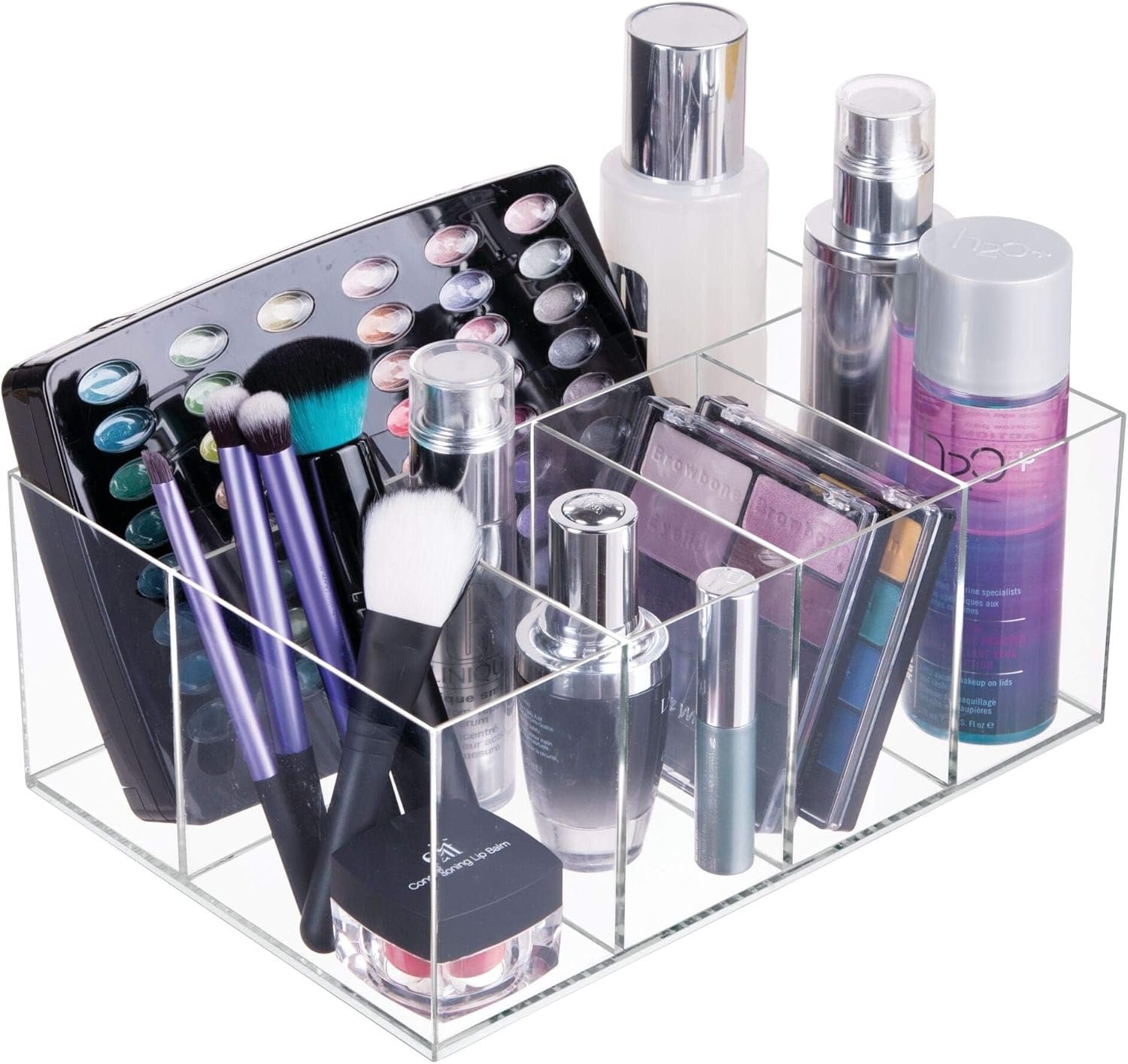 iDesign 5 Compartment Plastic Bathroom Storage Organizer, The Clarity Collection – 9.88” x 6.88” x 4”, Clear - Image 4