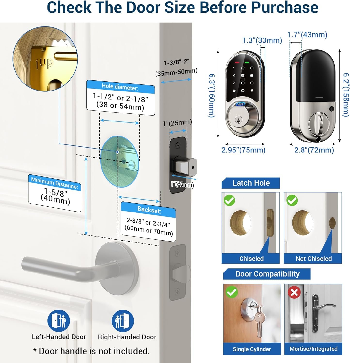 Veise Smart Lock, Fingerprint Door Lock, 7-in-1 Keyless Entry Door Lock with App Control, Electronic Touchscreen Keypad, Smart Deadbolt, Biometric Smart Locks for Front Door, Satin Nickel - Image 7