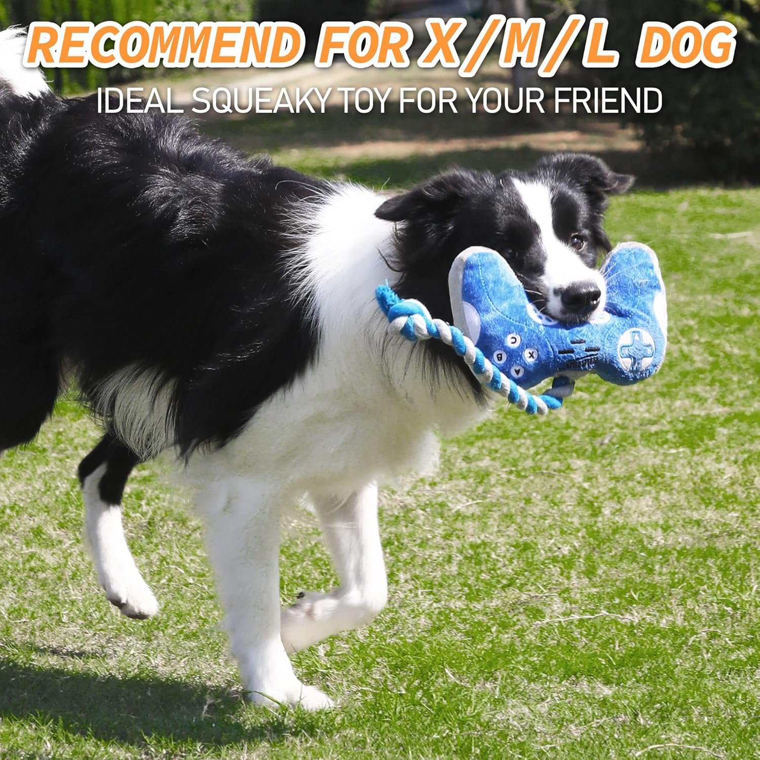 MTERSN Cute Squeaky Dog Toys : Blue Game Controller Plush Dog Toy and Funny Puppy Chew Toys with Full Crinkle Paper - Cool Dog Birthday Toys for Small, Medium and Large Dogs - Image 3