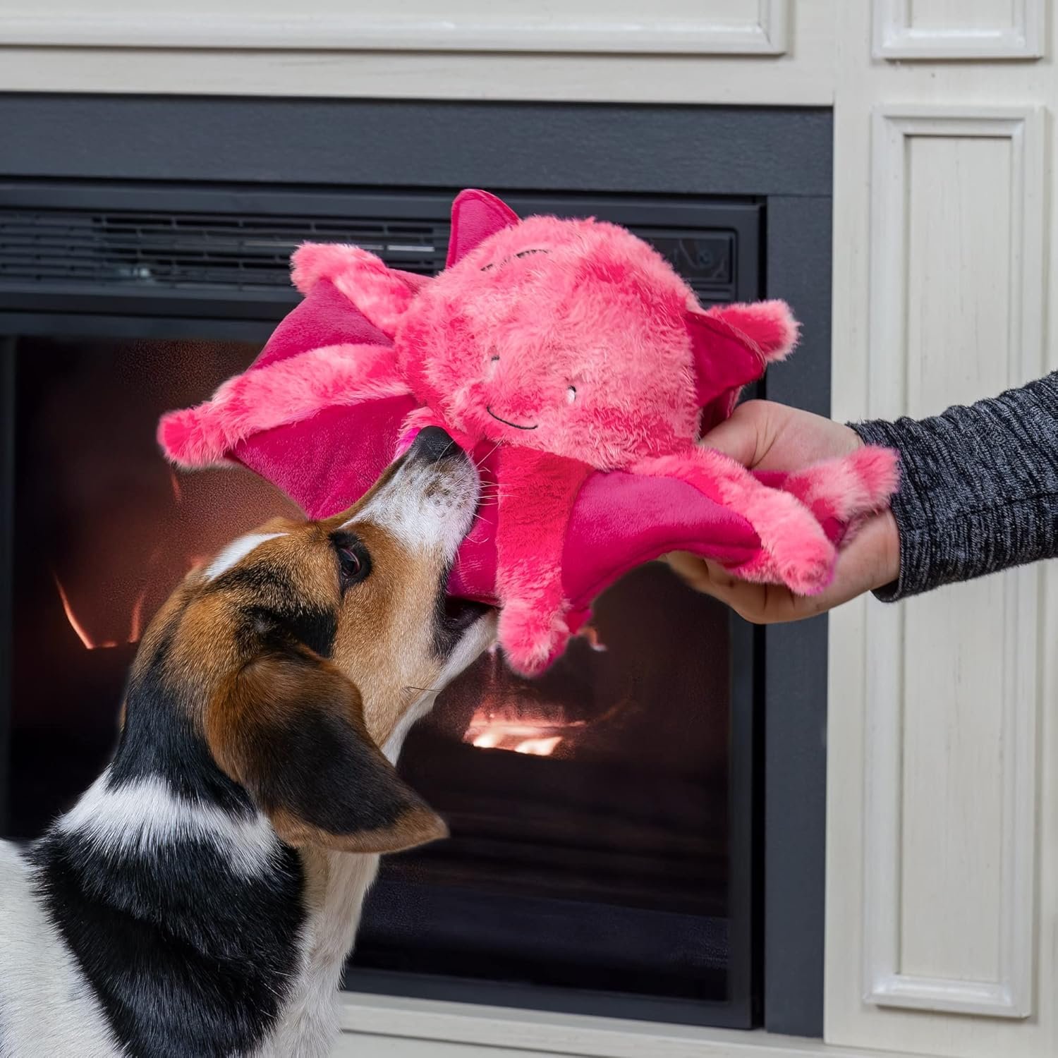 Furhaven Crinkle & Squeaky Plush Dog Toy for Small/Medium Dogs, Washable w/ Ruff Stuff Reinforcement - Kraken the Vampire Squid Plush - Vibrant Pink, One Size - Image 4