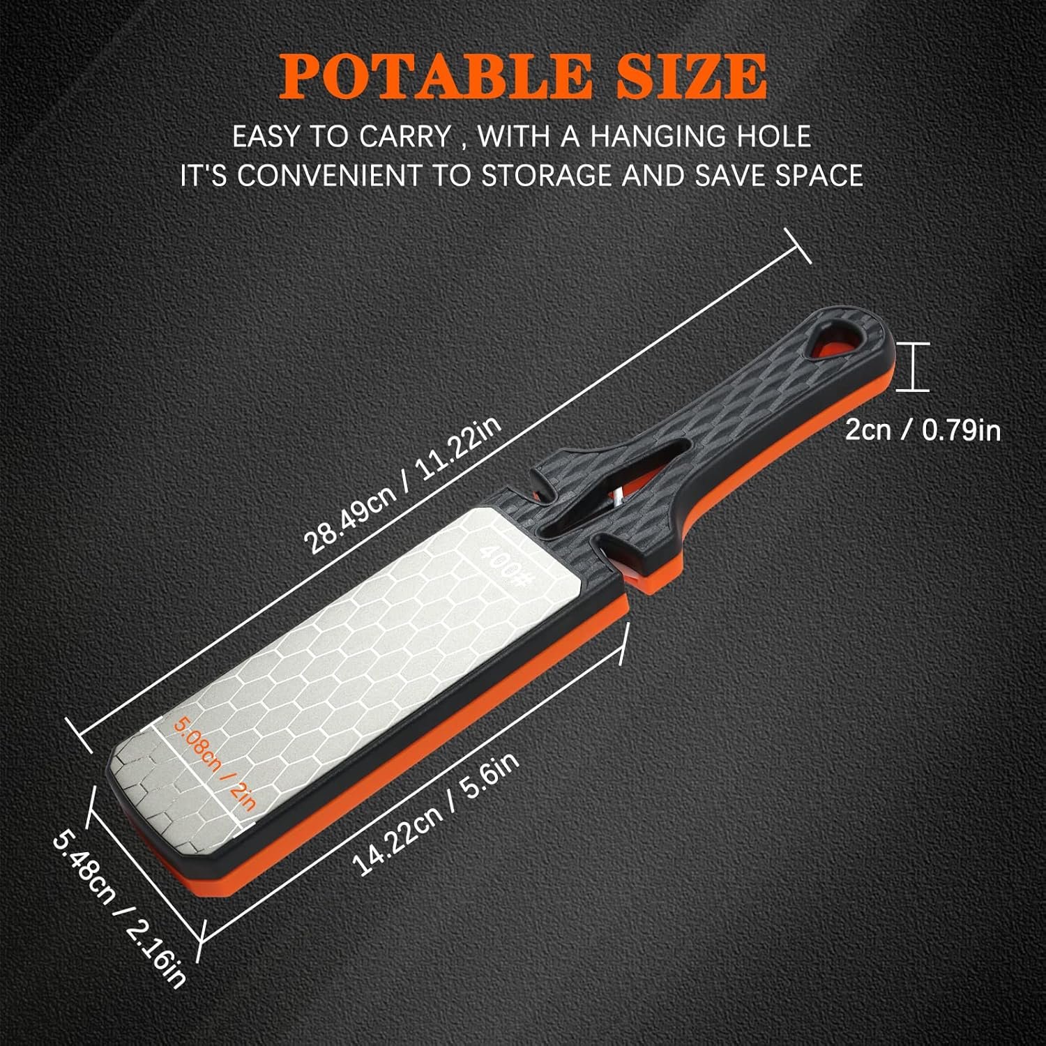 Diamond Sharpening Stone,400/1000 Grit Handheld Double-Sided Diamond Sharpener 5 in 1 Honeycomb Surface Knife Sharpener Plate Whetstone with Ceramic & Tungsten Steel Scissor Slot for Kitchen Outdoor - Image 6
