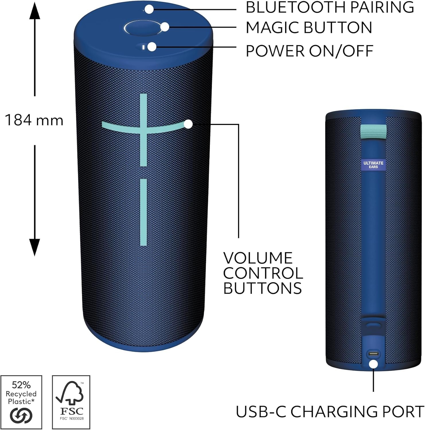 Ultimate Ears Boom 4 Portable Waterproof Bluetooth Speaker with 360-Degree, Bold, Immersive, Crystal-Clear Sound, Floating Speaker with 15-Hour Battery and 147ft (45m) Range - Blue - Image 7