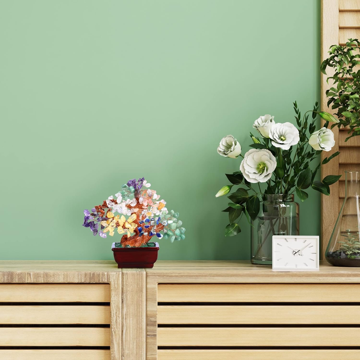 GEHECRST Natural 7 Chakra Crystal Gemstones Money Tree Reiki Healing Crystal Stones Bonsai Tree Home Office Feng Shui Decoration for Wealth, Health, Good Luck Crystal Gifts for Mom Christmas - Image 3