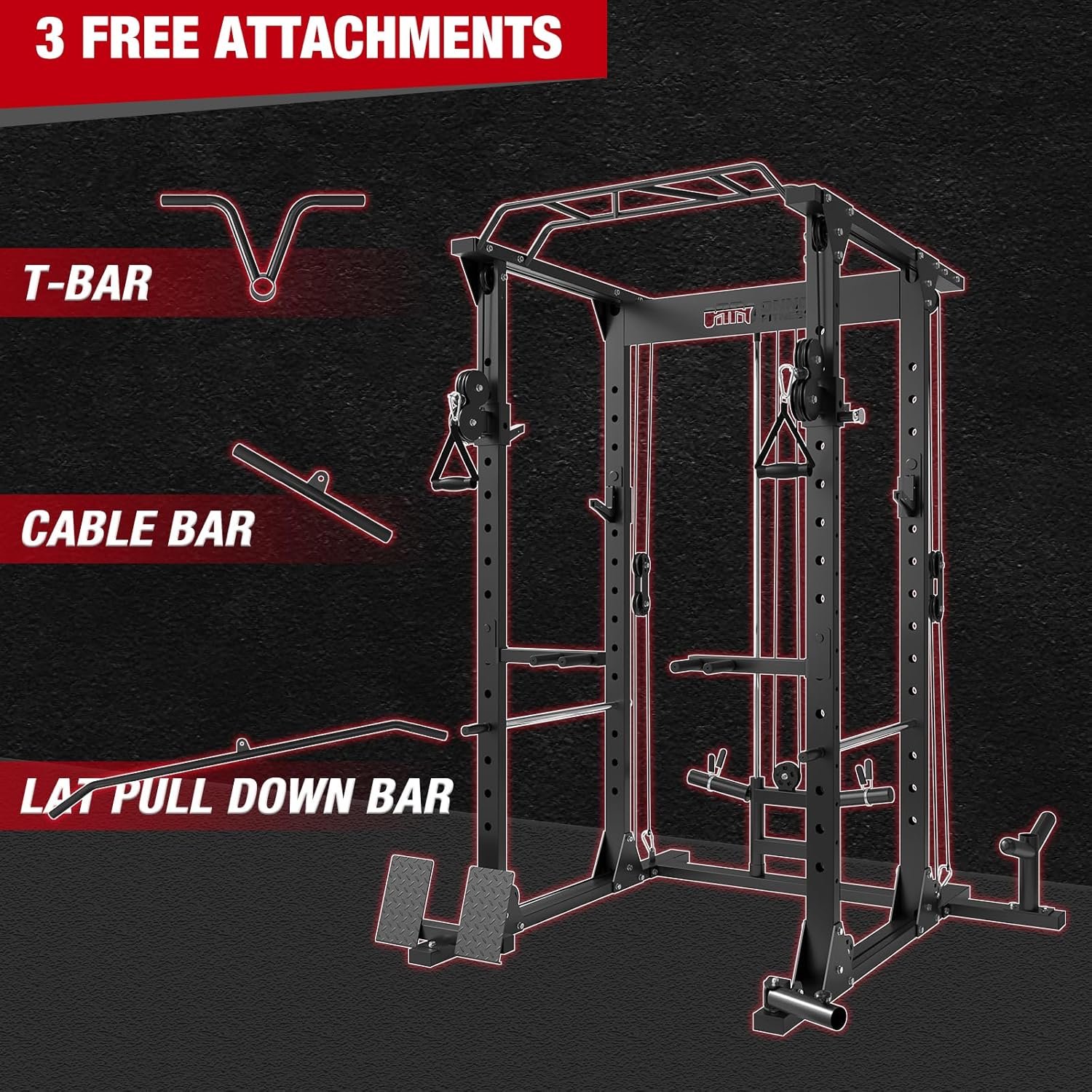 ONNO Power Cage,1500LBS Power Rack with Adjustable Cable Crossover System,Multi-Function Workout Cage,Squat Rack for Home Gym F2 and More Training Attachment - Image 7