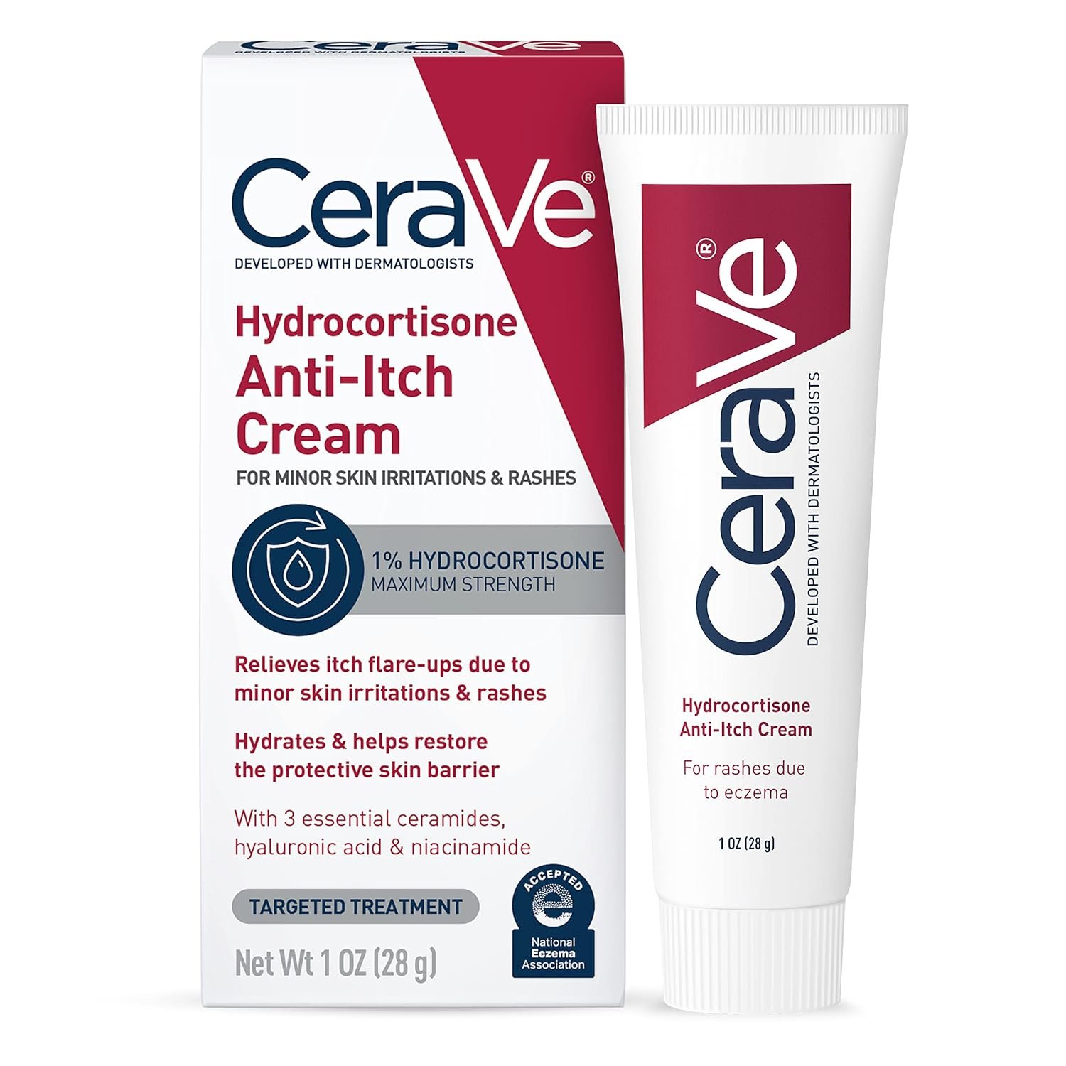 CeraVe 1% Hydrocortisone Anti-Itch Cream | Fragrance-Free Relief for Eczema-Prone & Dry Skin | 1 Ounce - Image 2