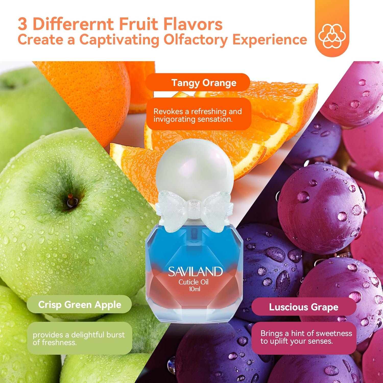 SAVILAND 3PCS Cuticle Oil Set, Nail Cuticle Protector Grapeseed Oil Nail Strengthener Oil for Thin Nails Growth Nail Hardener for Smoothing Nourishing - Image 4