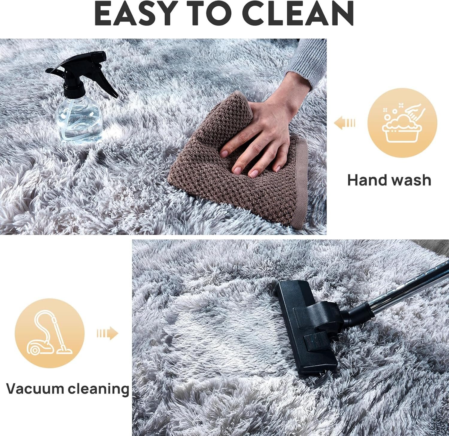 Fluffy Rug for Living Room Shaggy Soft Area Rug Plush Area Rugs for Bedroom Room Tie-Dyed Silver Grey Fuzzy Rug, Rectangle 4x6 Feet - Image 7