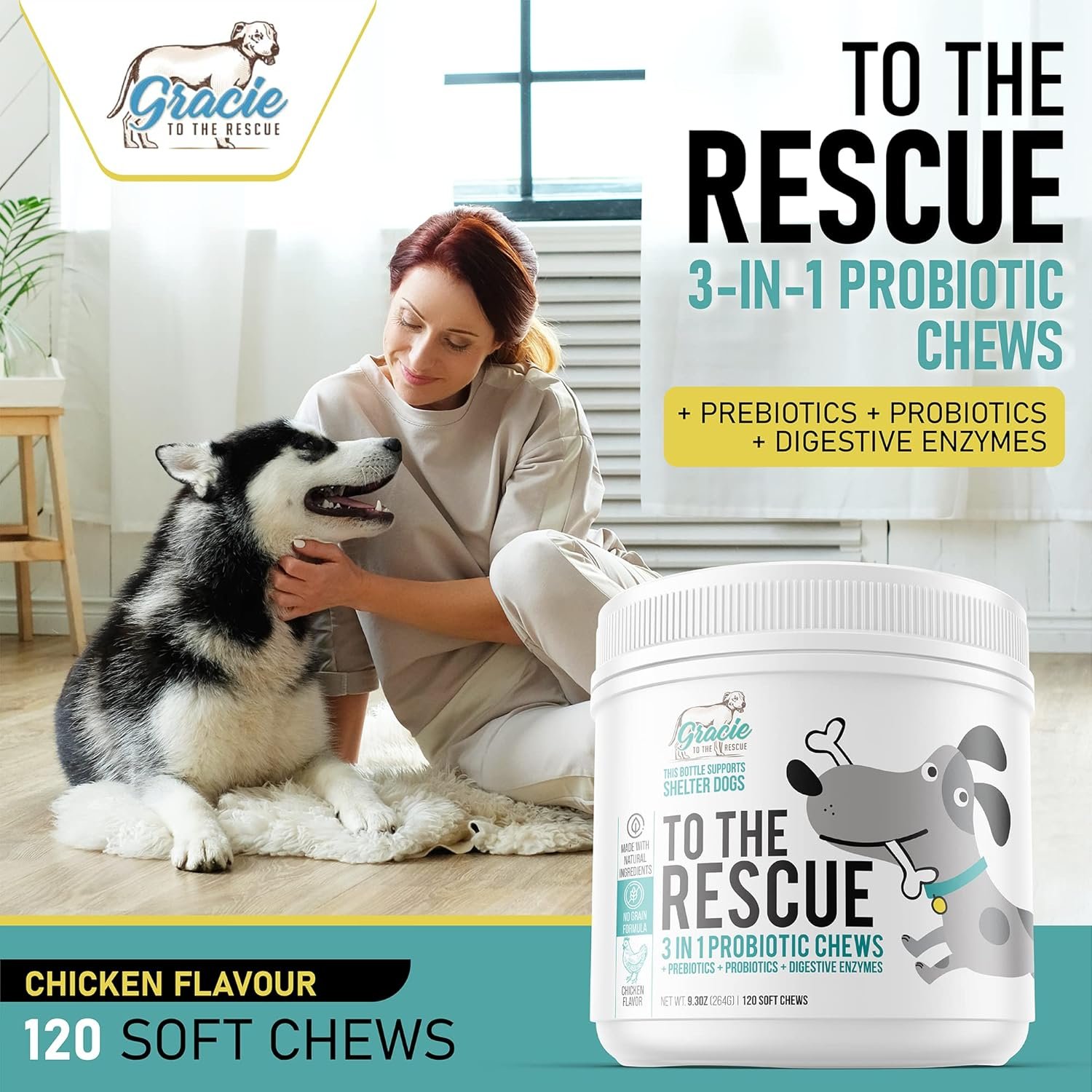 Probiotic Chews for Dogs, Support Digestive Health, Dog Probiotics and Digestive Enzymes, Dog Probiotic Chews, Probiotic Dogs, Puppy Probiotic, Pet Probiotics for Dogs - 120 Soft Chews - Image 3