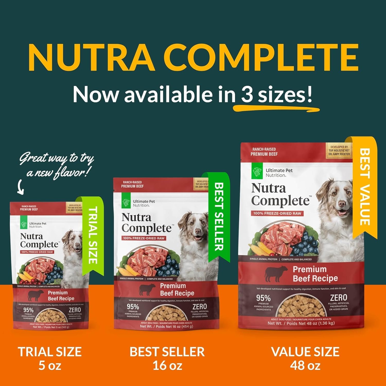 ULTIMATE PET NUTRITION Nutra Complete Raw Freeze Dried Dog Food, Veterinarian Formulated with Antioxidants, Prebiotics & Amino Acids (3 Pound, Beef) - Image 6