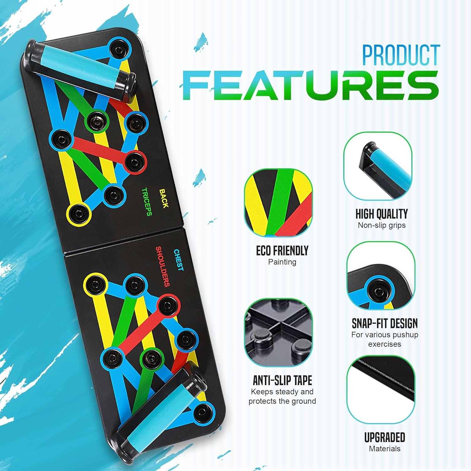 Push Up Board | Premium Push Up Board for Men and Women | Multi-function Color Coded Adjustable Handles Push-Up Stand Bars | Exercise Fitness Equipment & Strength Training - Image 4