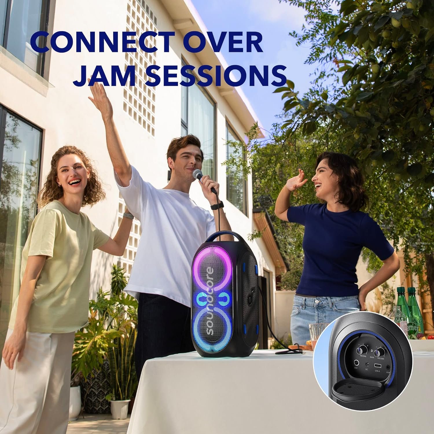 Anker soundcore Rave Party 2 Portable Speaker, 120W Stereo Sound, PartyCast 2.0, Light Show, IPX4 Water-Resistant, 16H Playtime, Mic Input, Custom EQ & Bass Up for Party, Tailgating, Backyard, Pool - Image 7