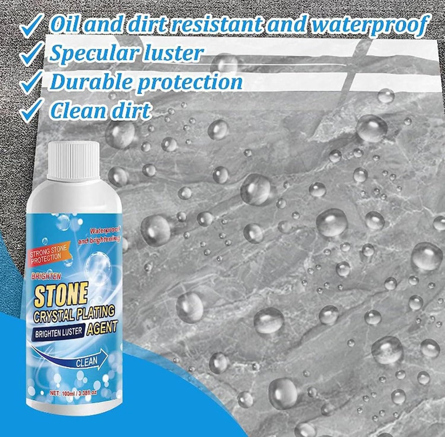 Stone Stain Remover Cleaner,Stone Crystal Plating Agent,Stone Crystal Plating Brighten Luster Agent Clean,Stone Cleaner Polishes for Kitchen,Repair, Cleaning, Stains, Brightener (2 Pcs) - Image 4