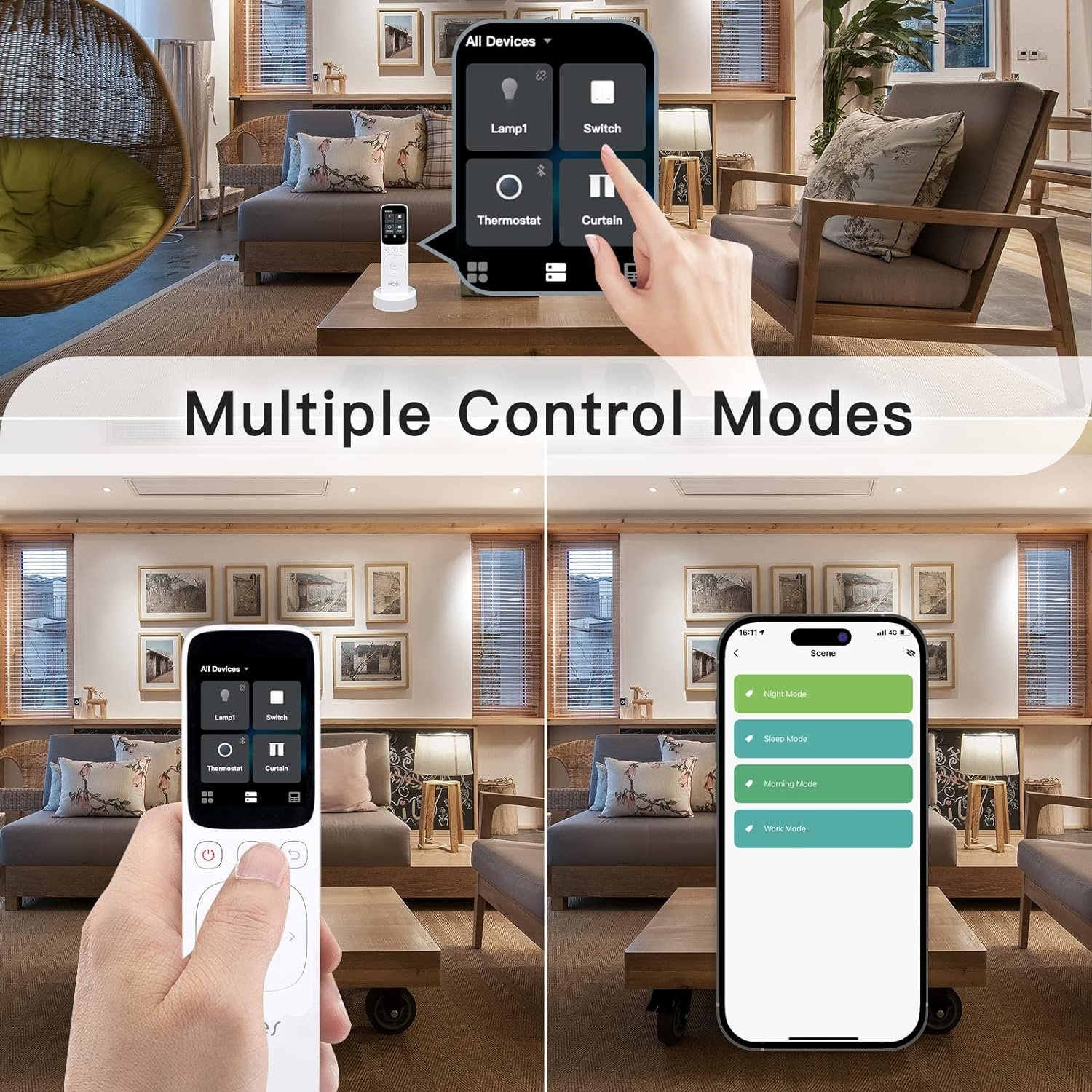 MOES Smart Home Control Panel, Smart Handheld Center Control, 2.4GHz WiFi Tuya Smart Life Central, Wireless Touch Screen Handheld IR Remote Controller for Home Appliance, White - Image 6