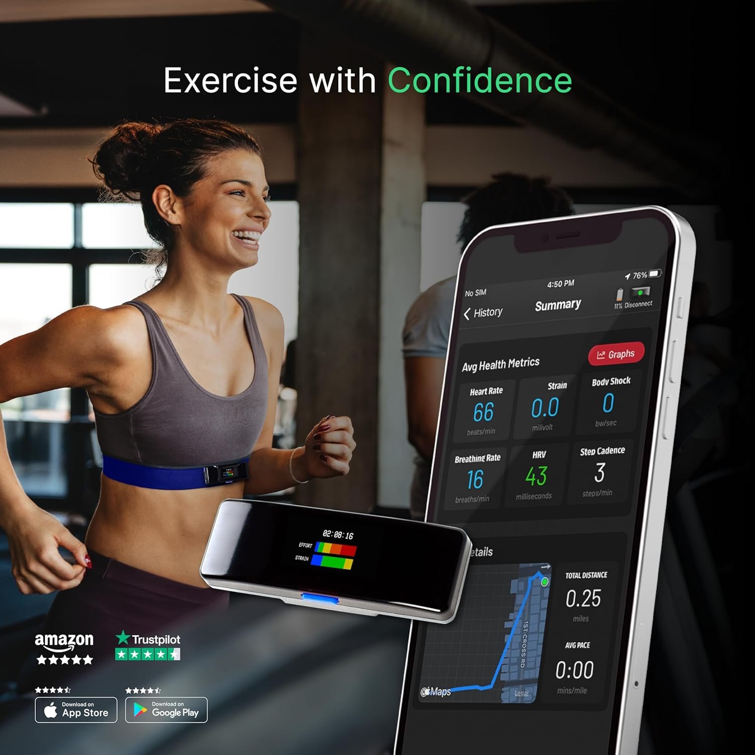 Frontier X2 Smart Heart Rate Monitor Chest Strap, Wireless Heart Health Monitor with Strain, Breathing Rate, and Fitness Tracking with Continuous Heart Rate Monitoring - Image 6