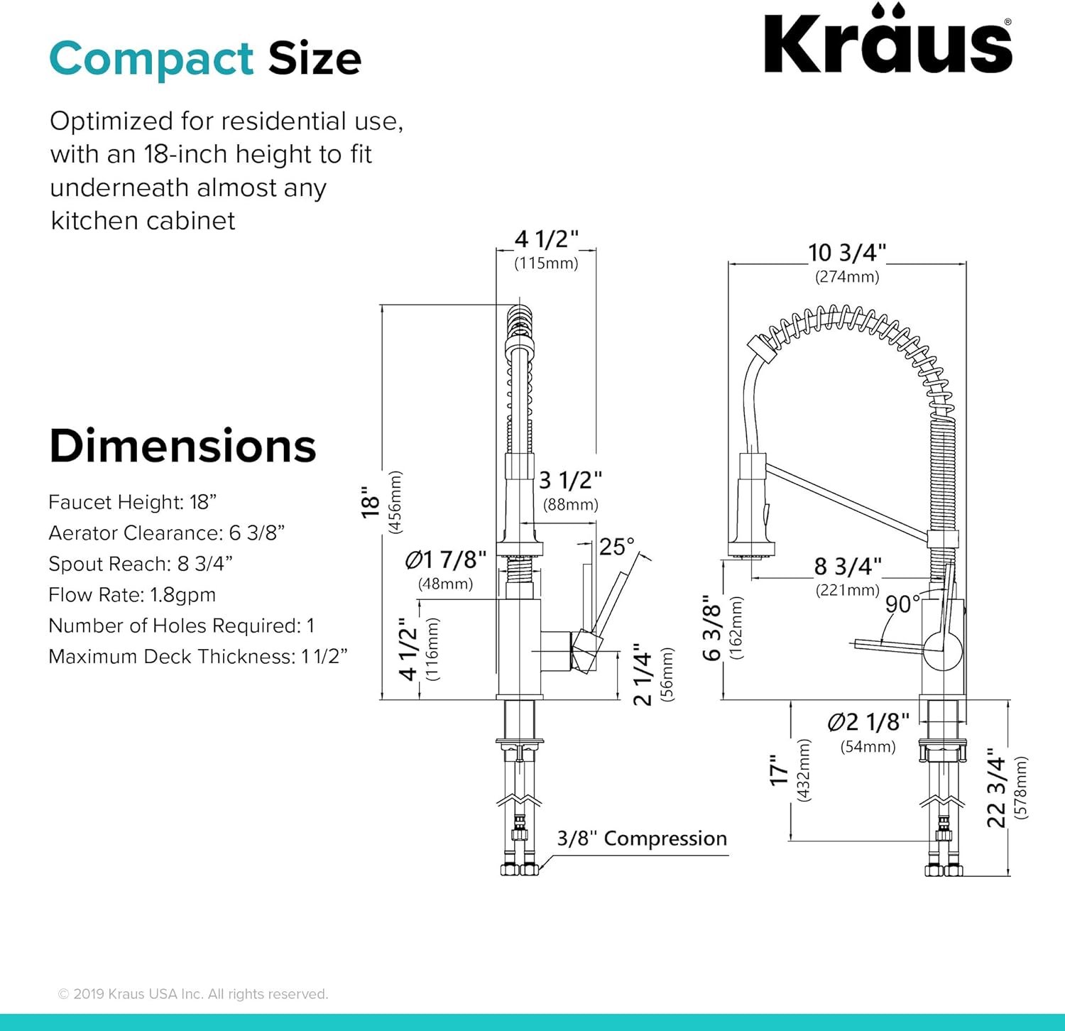 KRAUS Bolden Commercial Style 2-Function Single Handle Pull Down Kitchen Faucet in Matte Black, KPF-1610MB - Image 10