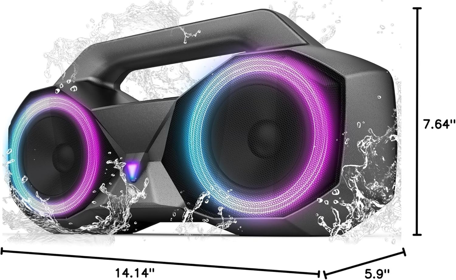 KMAG Portable Bluetooth Speaker - IPX7 Waterproof Wireless Speakers with 80W Loud HiFi Stereo Sound, 20H Playtime, Dynamic Light, Deep Bass, Dual Pairing, 5.3 BT for Outdoor, Gifts - Image 8