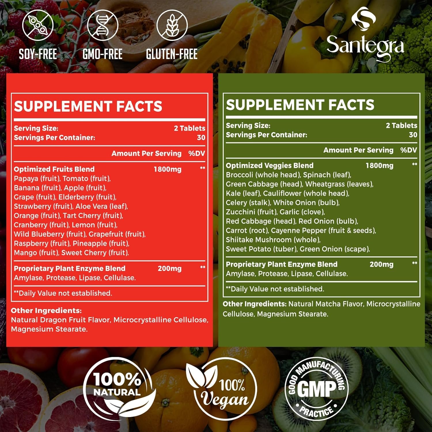 2000 MG Fruits and Vegetables Supplements, Natural Balance Over 35+ Fruits and Vegetables, 100% Whole Food Superfoods Fruit and Veggies Supplement, Energy Balance, Sugar-Free, Vegan, 120 Tablets - Image 3