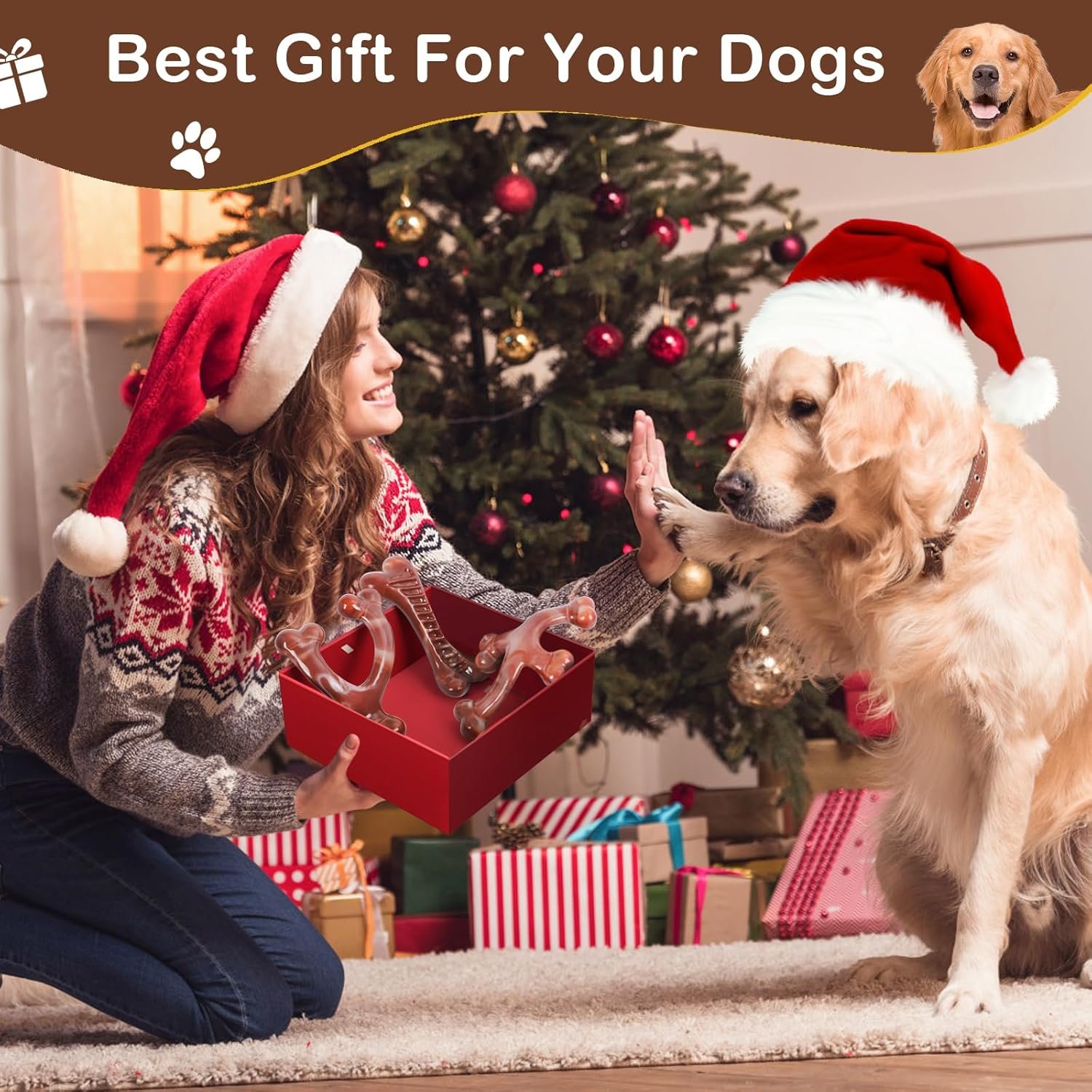 NOUGAT Dog Toys for Aggressive Chewers 3 Pack Indestructible Dog Toy Tough Nylon Bacon Flavor Dog Chew Toys for Large Medium Small Breed - Image 7