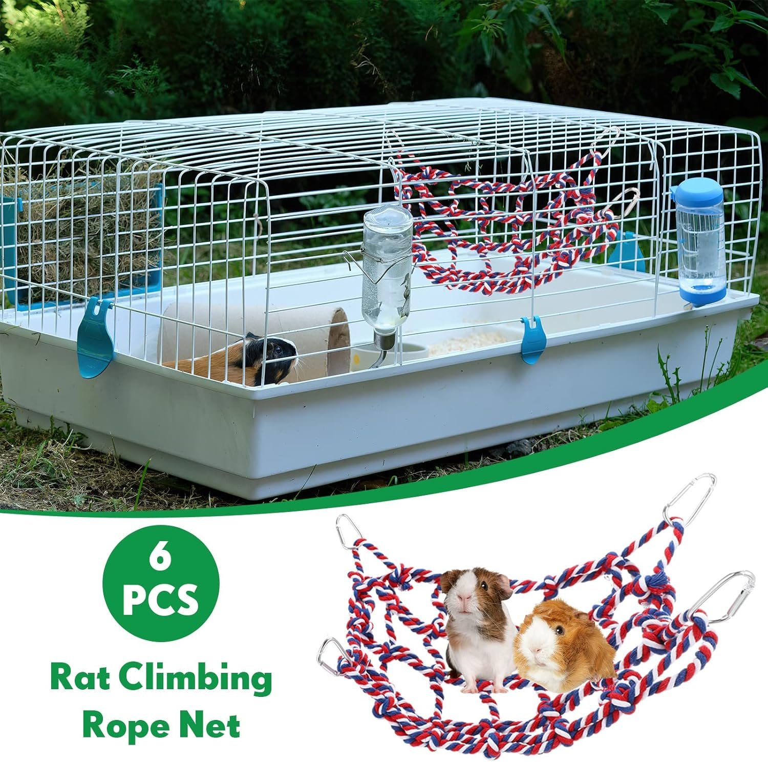 Berlune 6 Pcs Rat Ropes for Cage Rat Cage Accessories Climbing 12.6 x 9.84 Inch Bird Rope Rat Toys for Pet Hammock Hamster Cotton Rope Bridge Bird Ladder for Small Animal Habitat Rat Play - Image 8