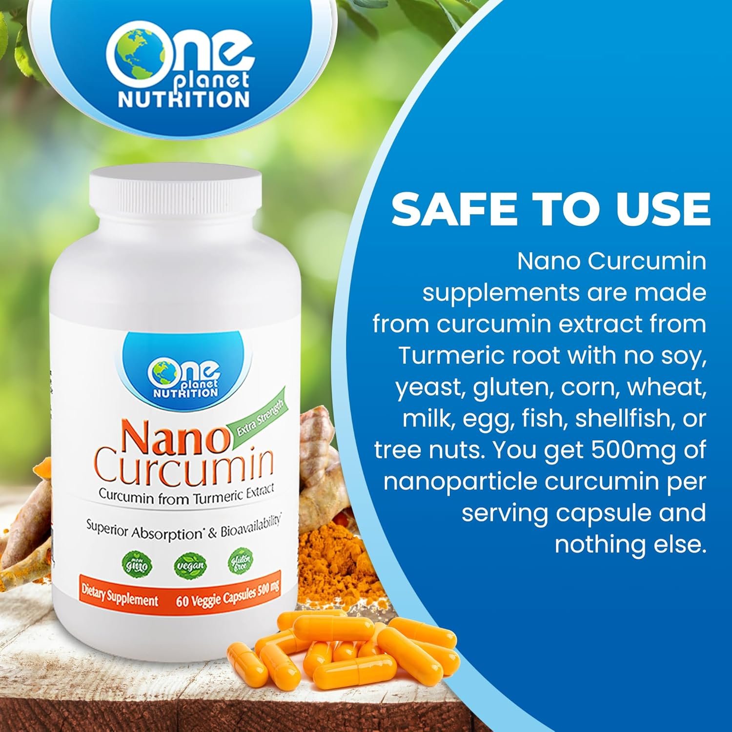 Nano Curcumin 500 mg Veggie Capsules (60 Servings), Nano for High Absorption, Supports Anti-Inflammatory & Immune Health, Non-GMO, Vegan, Gluten-Free - Image 8