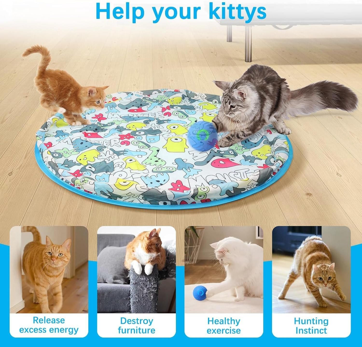 Interactive Cat Toy Ball, Fast Rolling in Pouch, Motion Activated, Hide and Seek, Indoor Exercise - Image 6