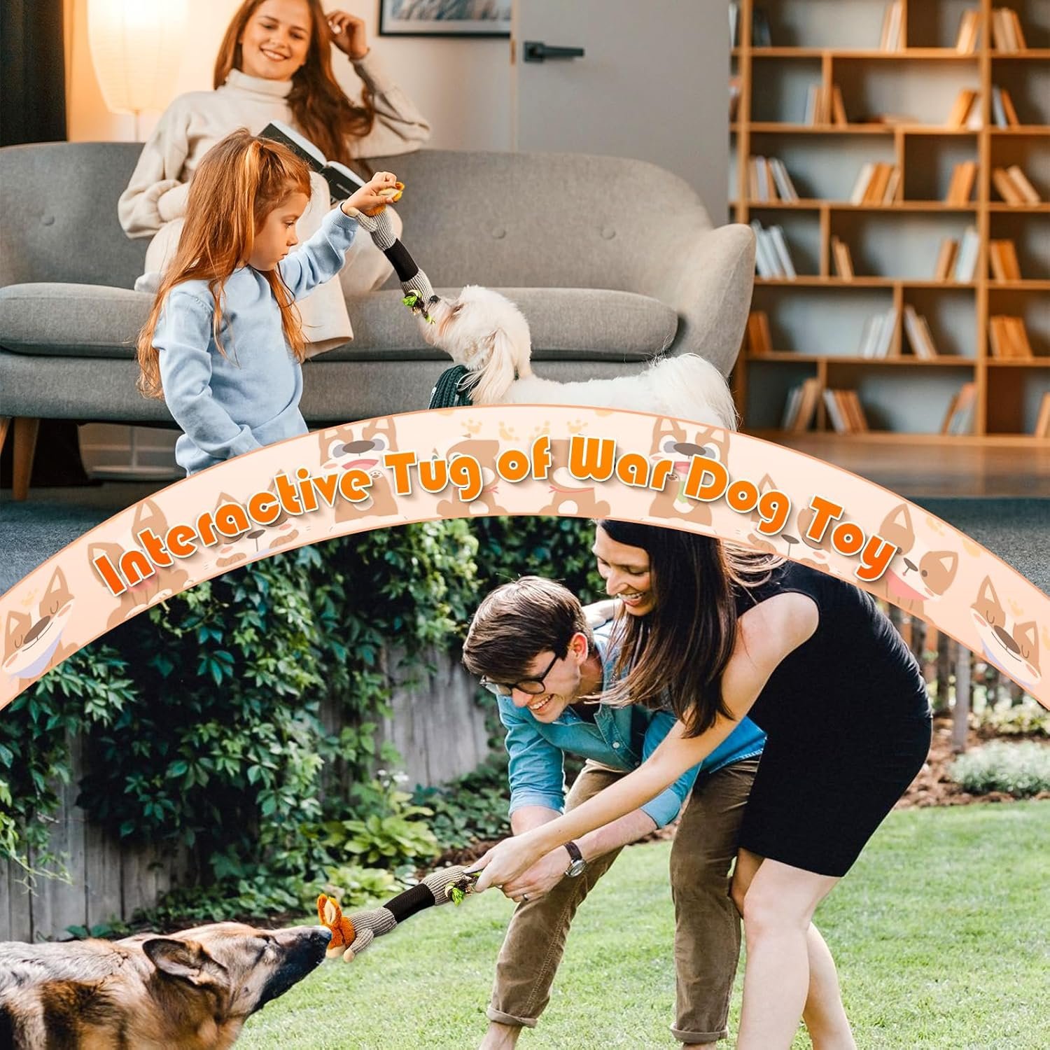 Squeaky Dog Toys Large Dog, Plush Dog Toy for Aggressive Chewers Dog Toys with Crinkle Paper and Squeaker Tug of War Dog Toys - Image 3