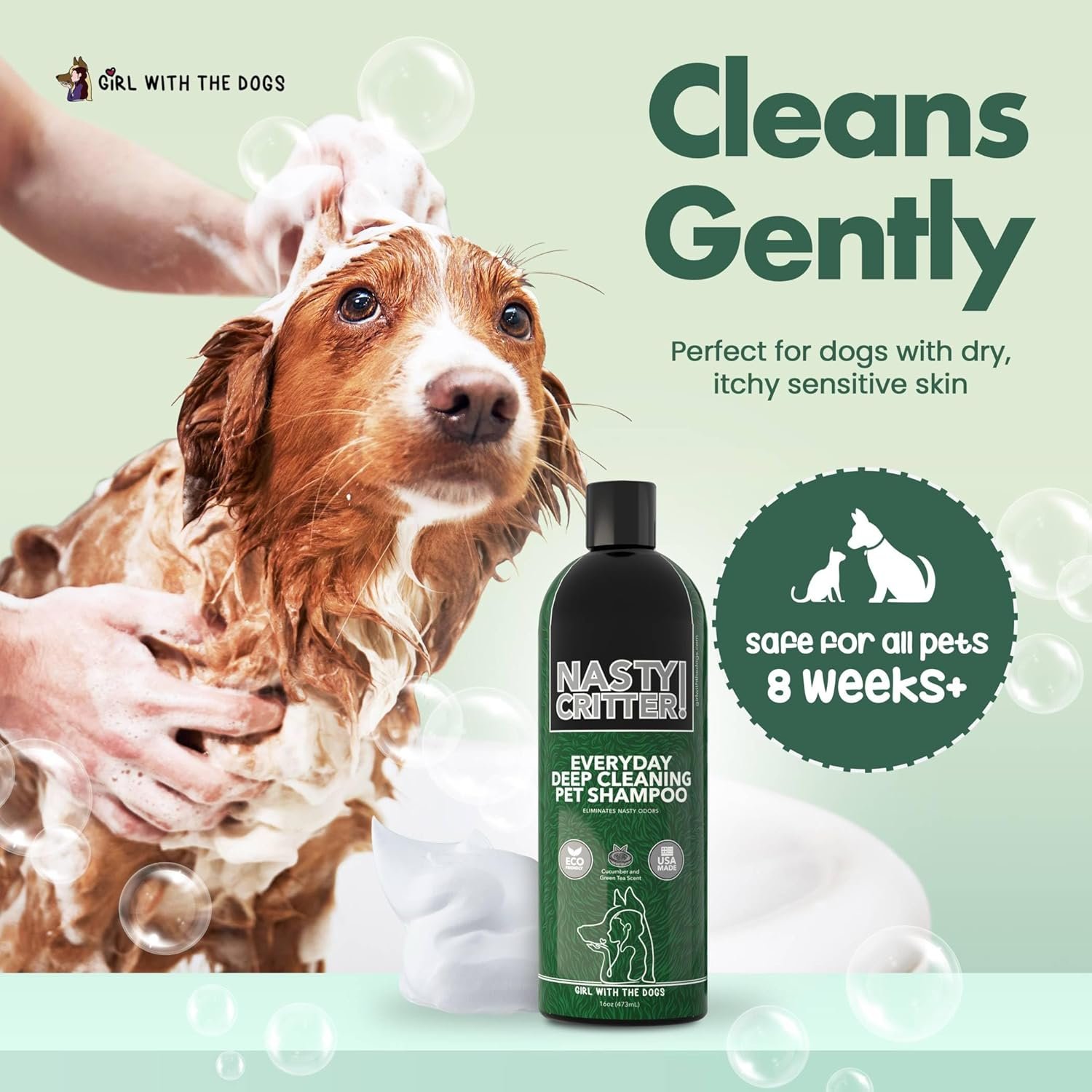 Nasty Critter! by Girl With The Dogs - Everyday Deep Cleaning Dog Shampoo 16 Oz, Made in USA 8 Wks+ - Image 4