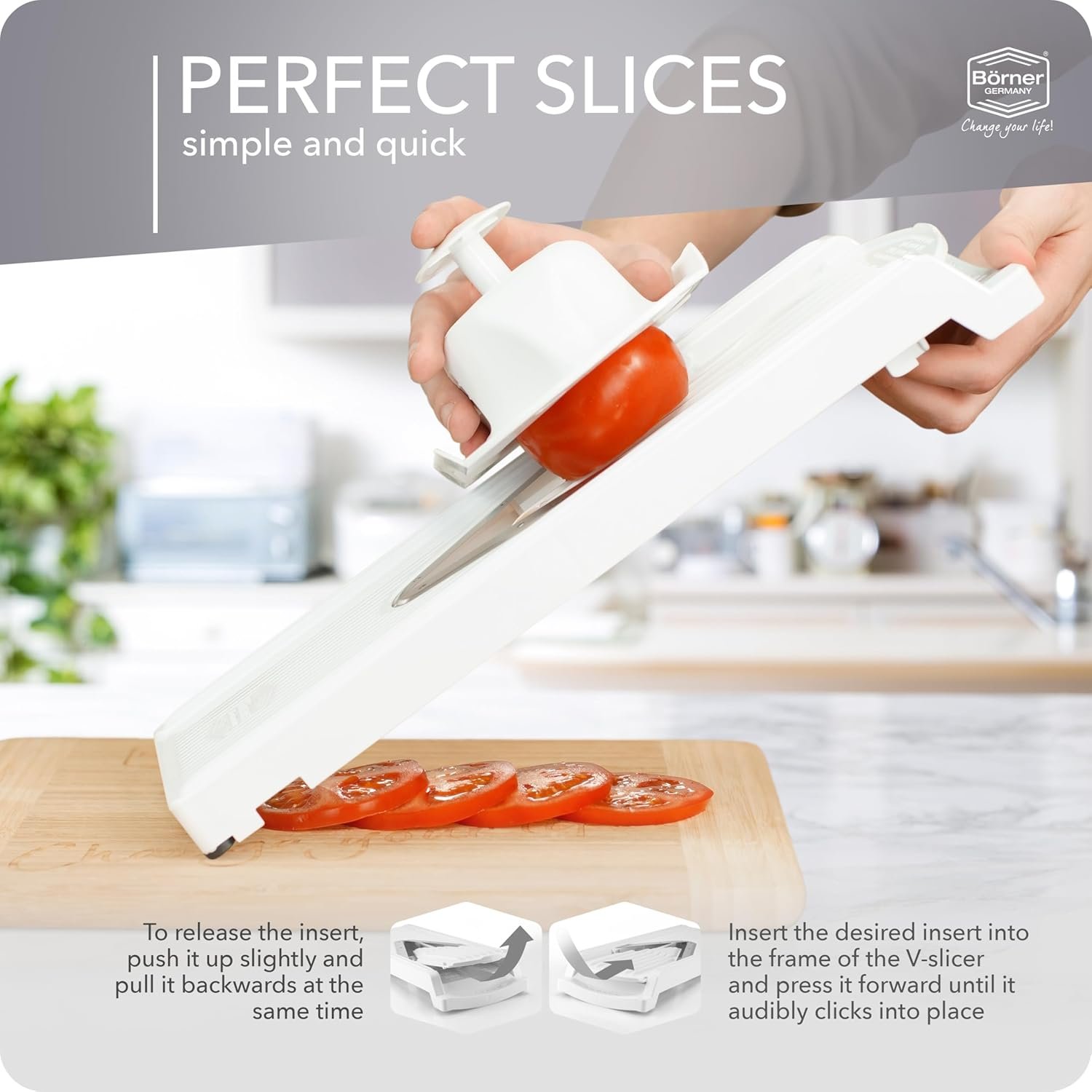 Börner Vegetable Slicer V3 (Professional Set) • Multifunctional & Adjustable Vegetable V-Slicer • For Slices, Julienne, Dices • Stainless Steel V-Blade • Kitchen Slicer Set • Color: White - Image 7