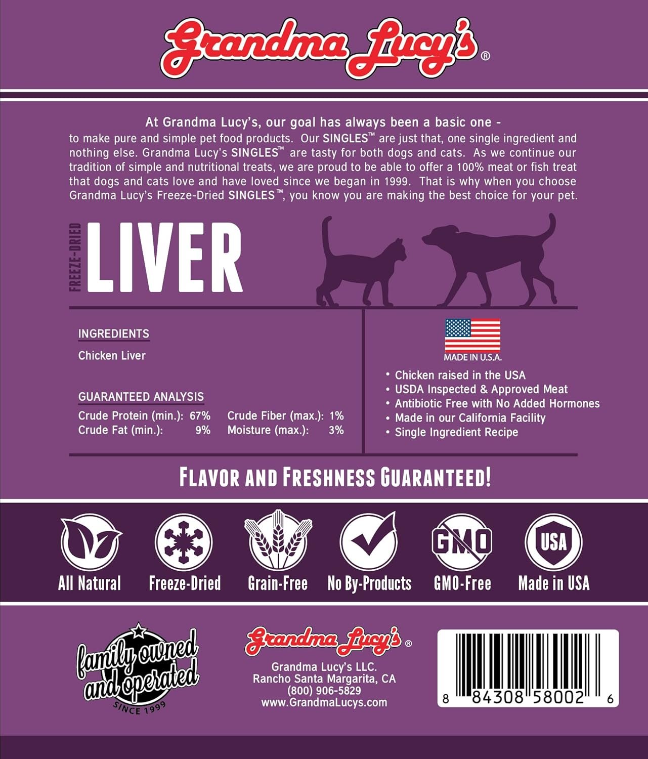 Grandma Lucy’s Singles Pet Treat, Freeze-Dried Single Ingredient Treats for Dogs and Cats - Liver, 2.5 oz - Image 3