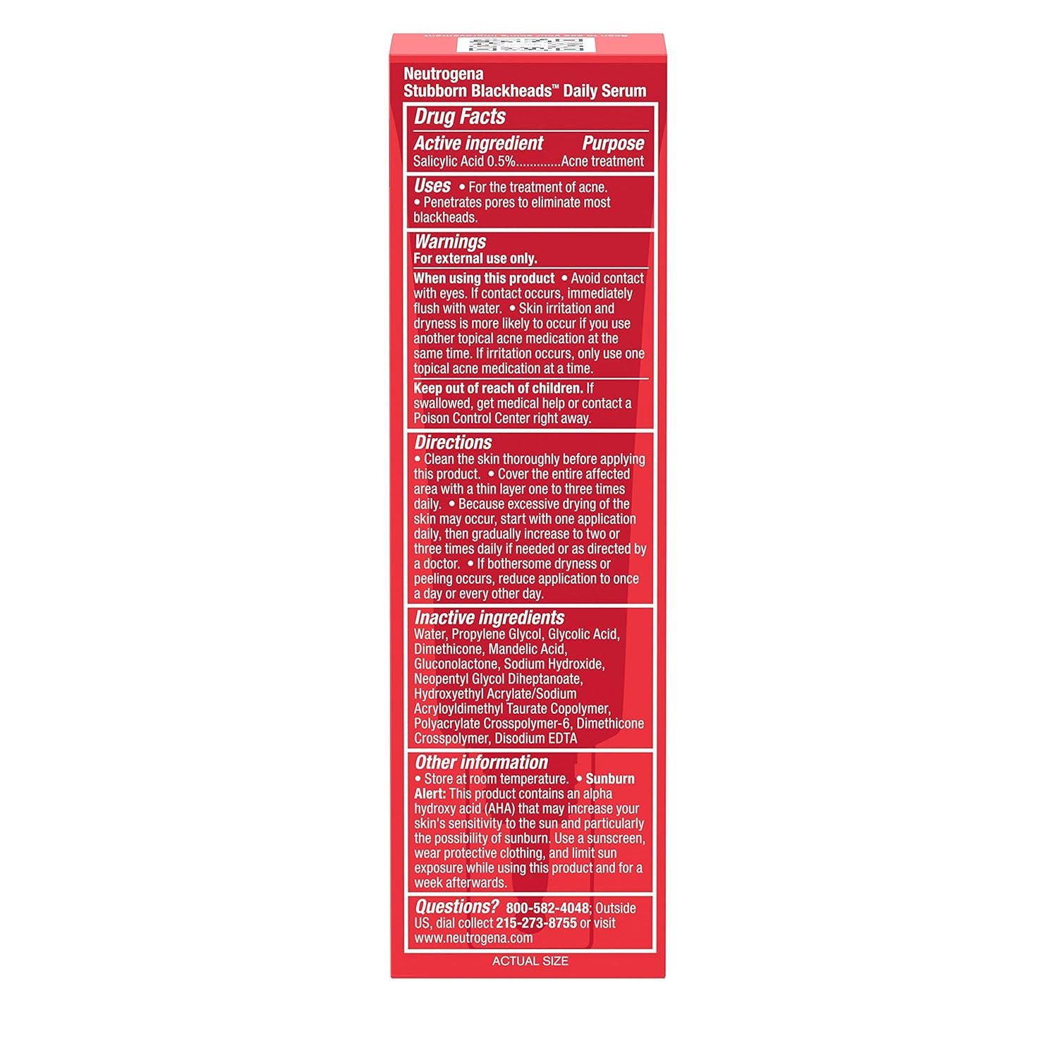 Neutrogena Stubborn Blackheads Daily Acne Facial Serum with Salicylic, Glycolic, Polyhydroxy & Mandelic Acids, Oil-Free Face Serum for Acne-Prone Skin to Help Clear Clogged Pores, 1 fl. oz - Image 10