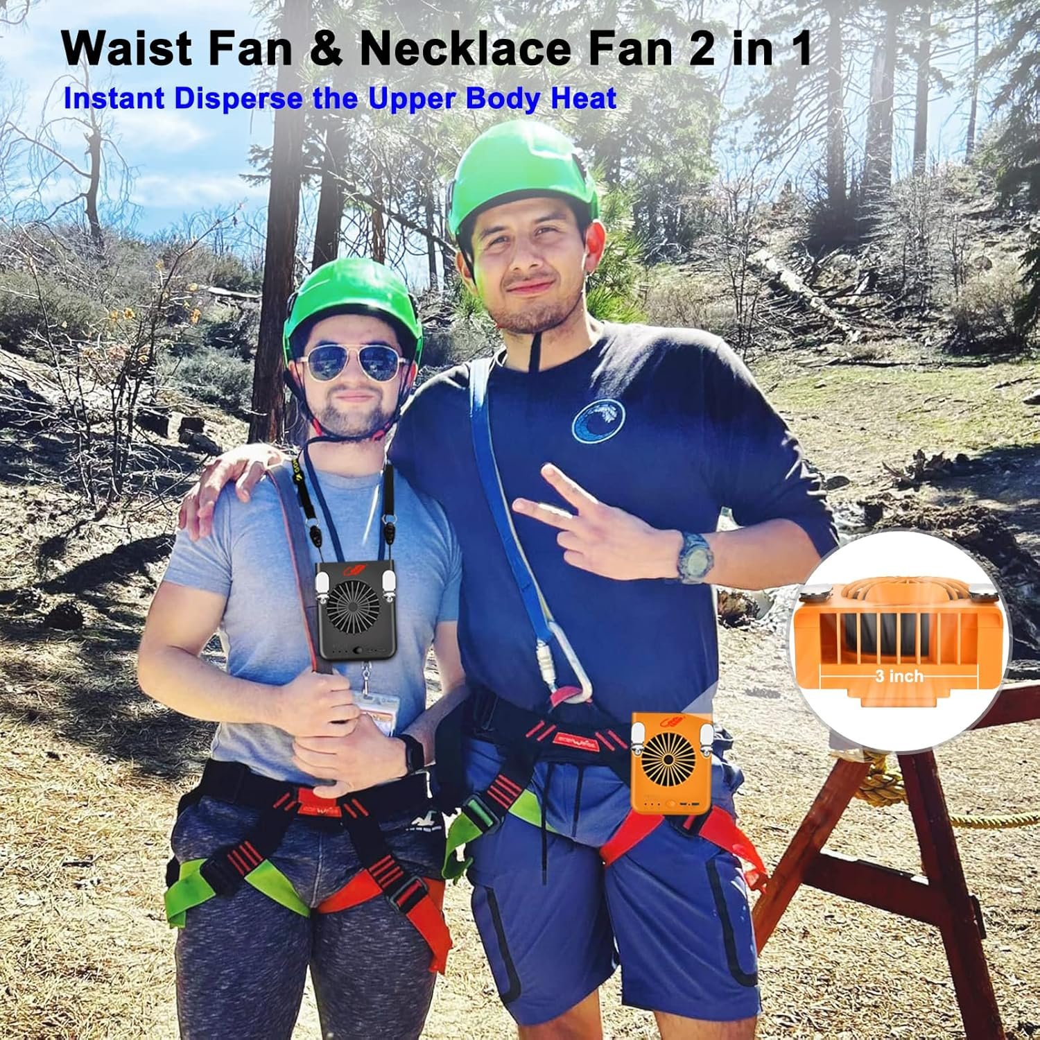 Waist Clip Fan & Neck Fan 2 in 1, Portable Rechargeable Clip on Fan with 3 Speeds, 8000mAh Battery Operated Powerful Cooling Shirt Fan & Belt Fan for Camping, Hiking, Fishing, Working - Image 3