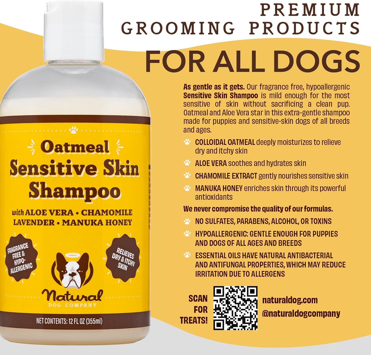 Natural Dog Company Oatmeal Shampoo for Dogs with Sensitive Skin, Ideal Anti Itch Dog Shampoo and Puppy Shampoo Oatmeal Itch Relief Dog Dandruff Shampoo, Aloe Itchy Skin Relief for Dogs 12 oz - Image 6