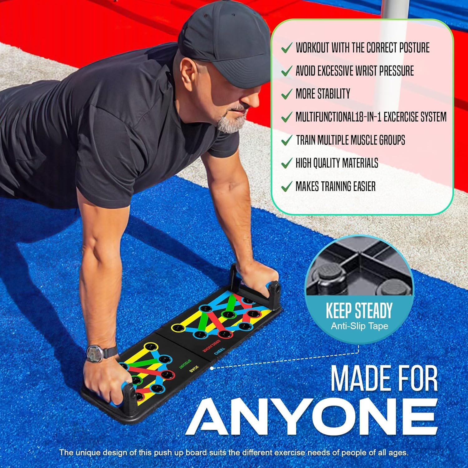 Push Up Board | Premium Push Up Board for Men and Women | Multi-function Color Coded Adjustable Handles Push-Up Stand Bars | Exercise Fitness Equipment & Strength Training - Image 7