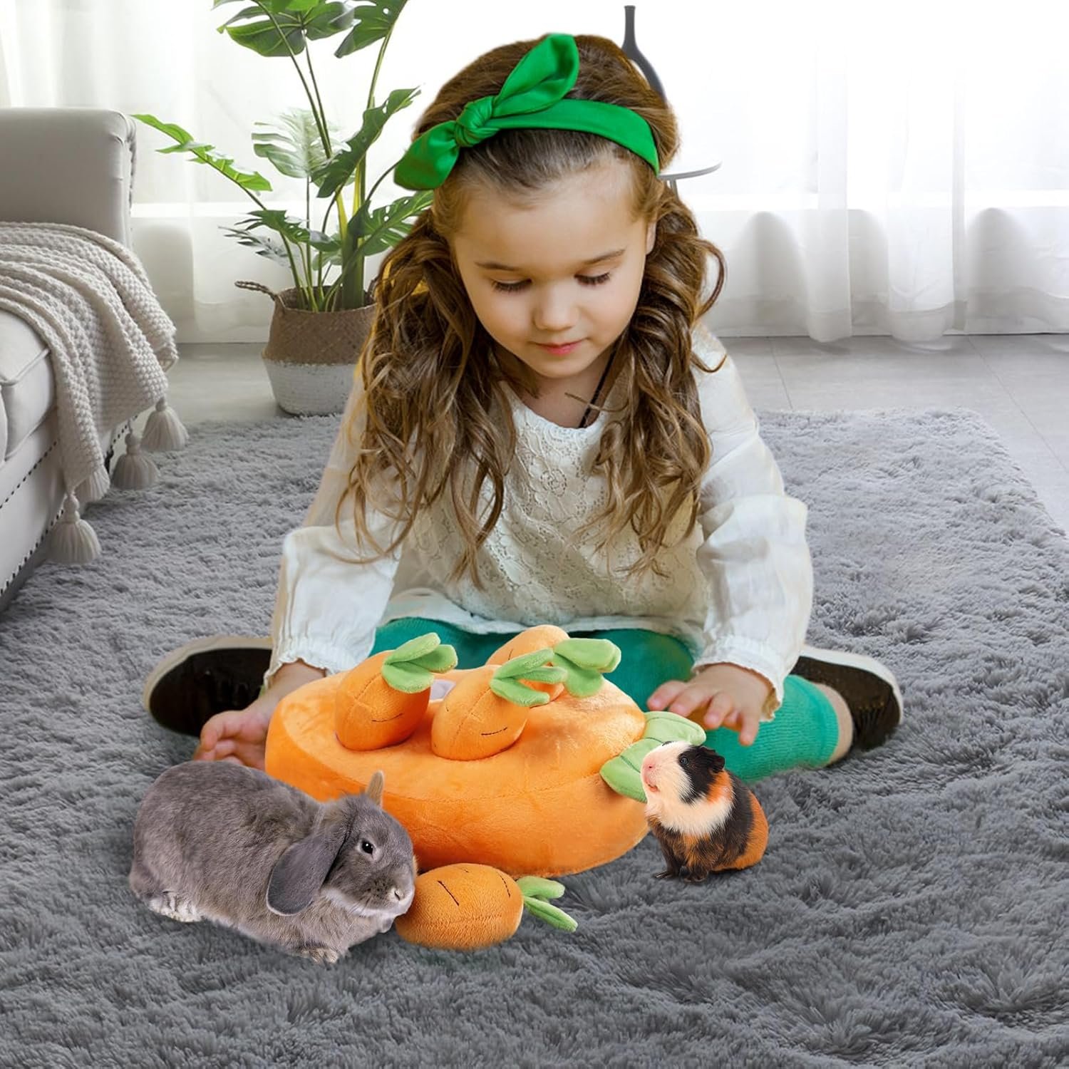 Biggun Rabbit Foraging Toys - Novelty Snuffle Mat Toys for Rabbits Bunnies, Small Animals Interactive Enrichment Toys for Ferret Chinchilla Guinea Pig Hamster Bunny Supplies Pet Gifts (Carrot Shaped) - Image 7