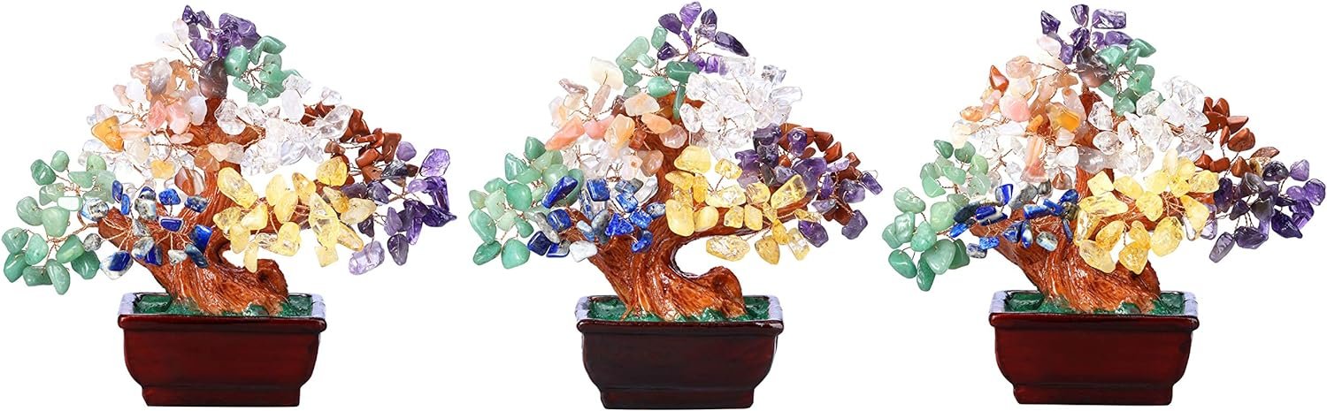 GEHECRST Natural 7 Chakra Crystal Gemstones Money Tree Reiki Healing Crystal Stones Bonsai Tree Home Office Feng Shui Decoration for Wealth, Health, Good Luck Crystal Gifts for Mom Christmas - Image 5