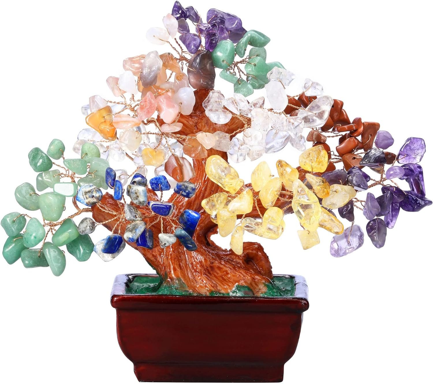 GEHECRST Natural 7 Chakra Crystal Gemstones Money Tree Reiki Healing Crystal Stones Bonsai Tree Home Office Feng Shui Decoration for Wealth, Health, Good Luck Crystal Gifts for Mom Christmas - Image 2