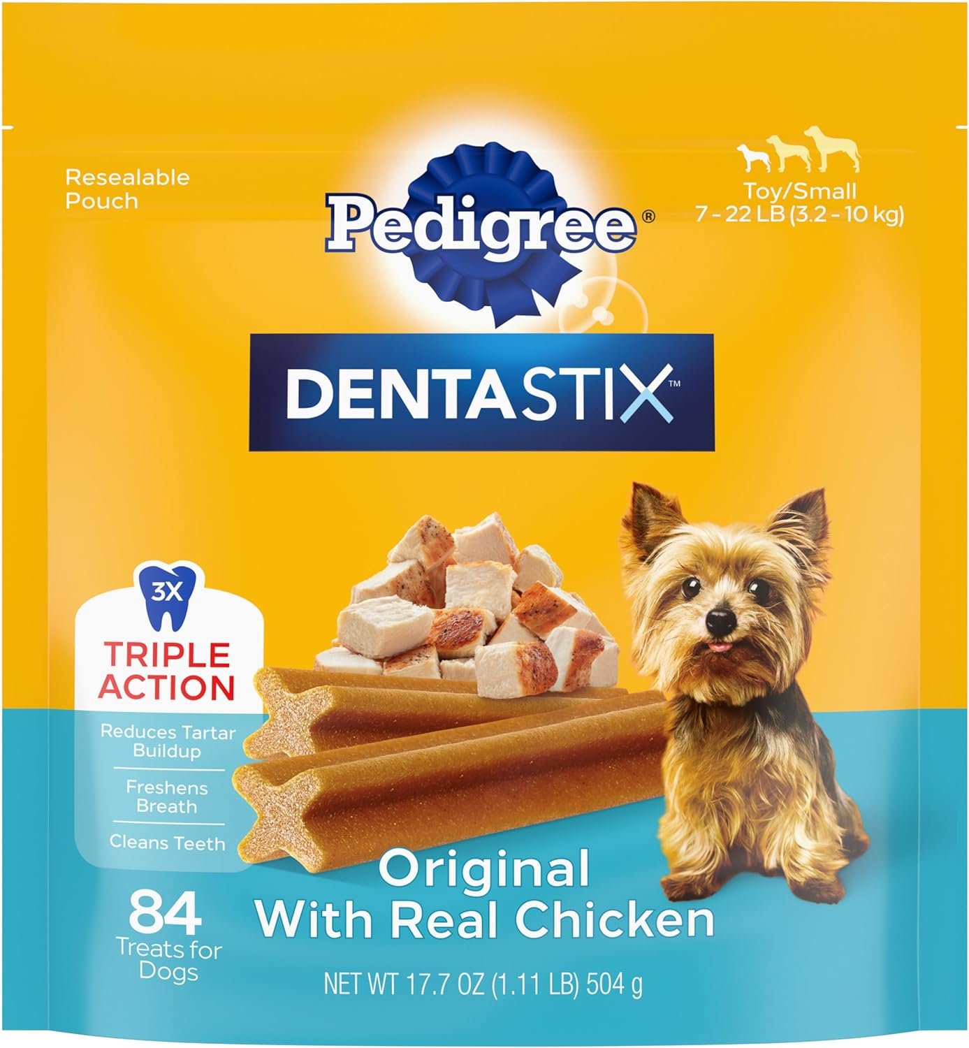 PEDIGREE DENTASTIX Toy/Small Dog Dental Treats Original Flavor Dental Bones, 1.11 lb. Pack (84 Treats) - Image 2