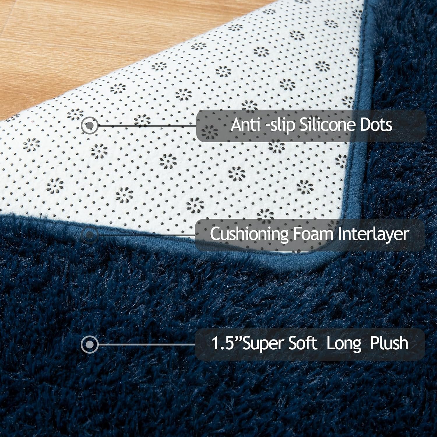 Softlife Rug for Bedroom 4x5.3 Feet Area Rug for Living Room Soft Shaggy Rugs for Kids Room Fluffy Fuzzy Carpet Long Plush Bedside Rug Nursery Christmas Home Christmas Decor for Boys Girls, Navy Blue - Image 8