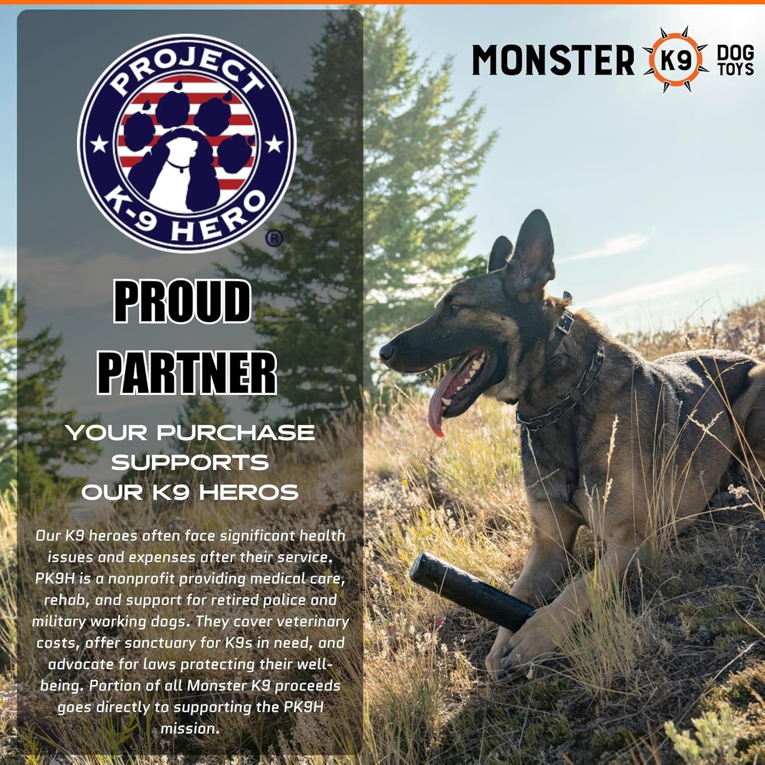 Monster K9 Indestructible Chew Stick - Lifetime Replacement - Medium & Large Breeds - Ultra Durable for Aggressive Chewers - Chew, Tug, & Fetch Dog Toy - Made in USA - 9in. x 1.75in. - Image 3