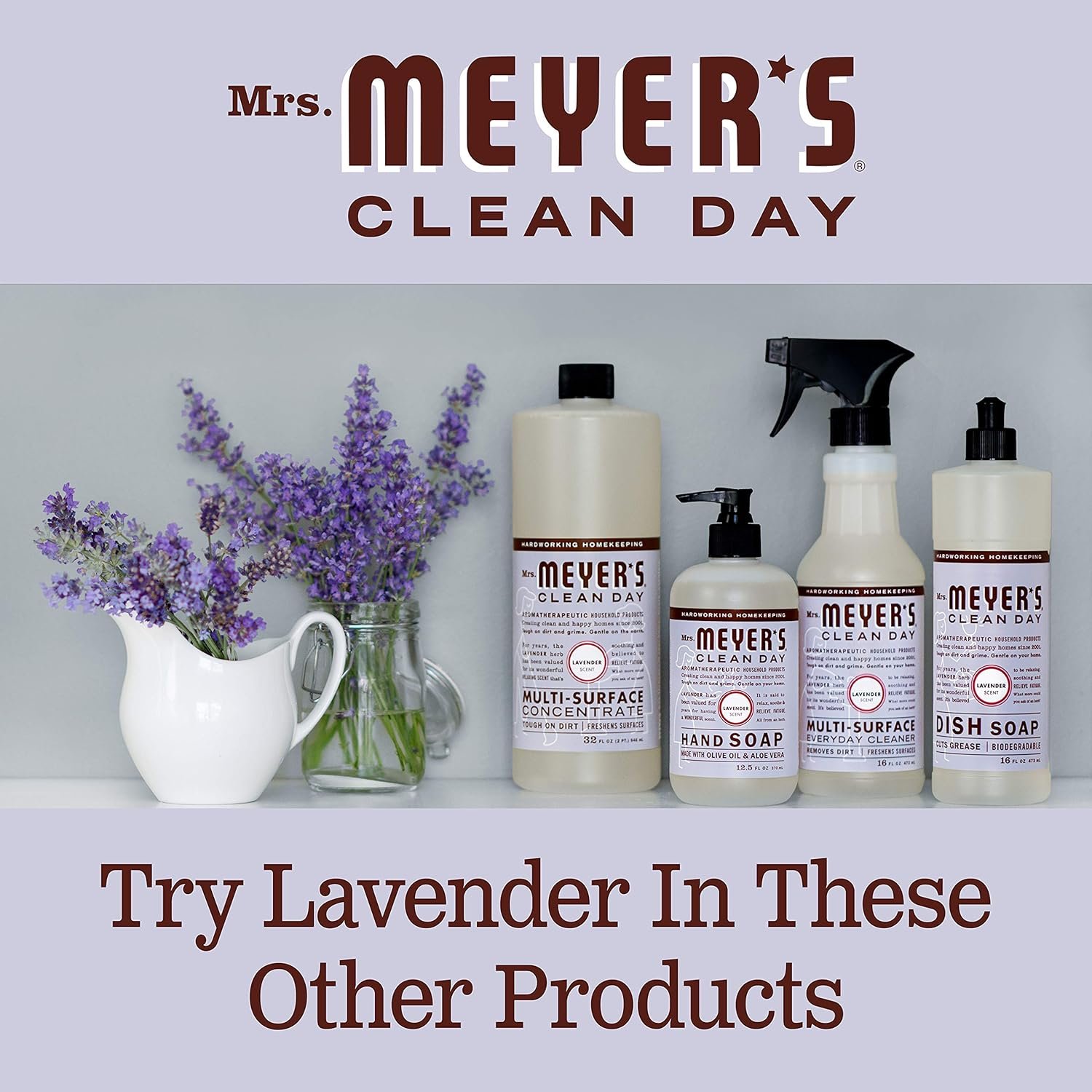 MRS. MEYER'S CLEAN DAY Multi-Surface Everyday Cleaner, Cruelty Free Formula, Lavender Scent, 16 oz- Pack of 3 - Image 8