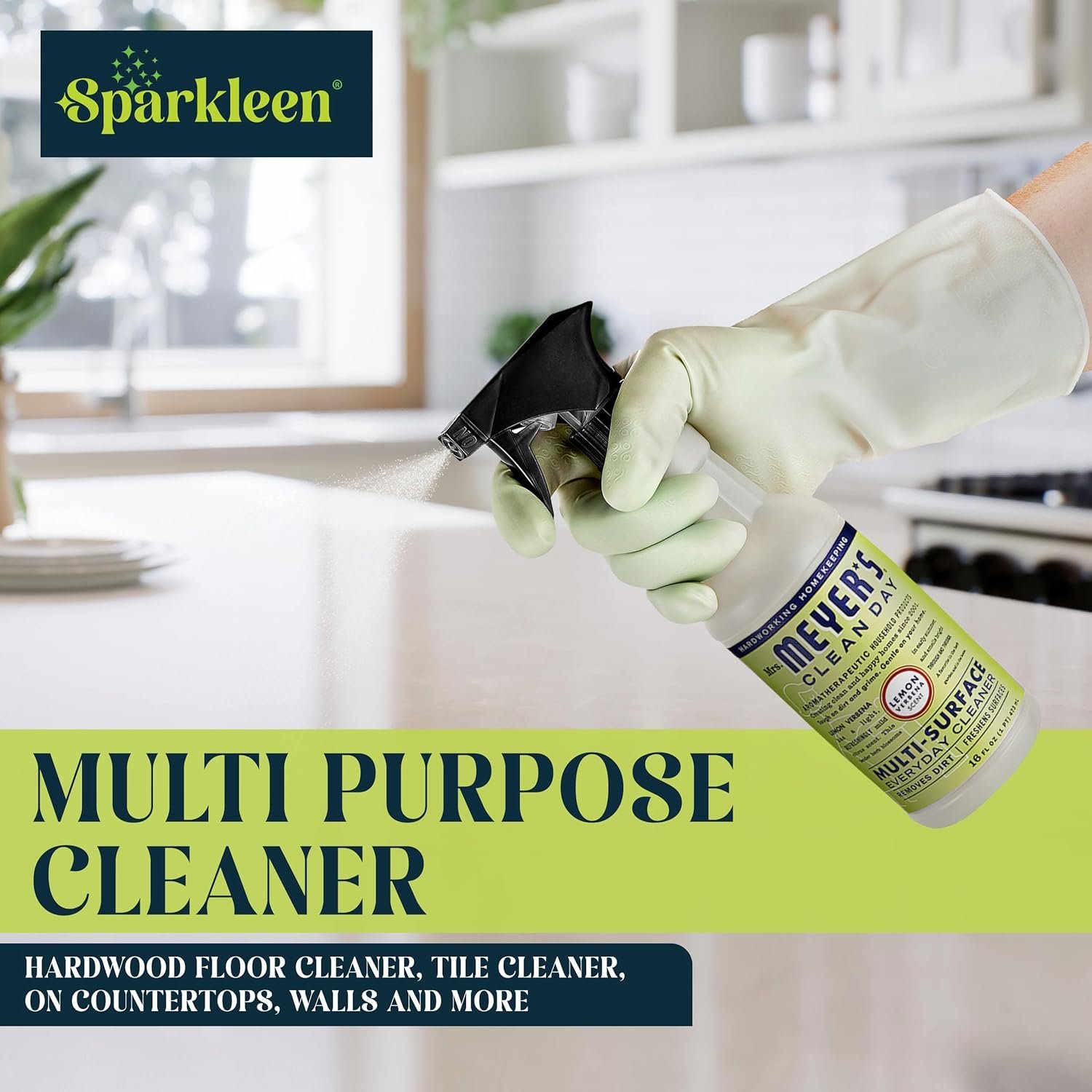 Mrs. Meyers Multi-Surface All Purpose Cleaner Set, Multi-Purpose Cleaner 2 Pack 16 oz. Lemon Verbena Spray and Cloth Set Bundle for Bathroom, Living Room or Bedroom, - Image 3
