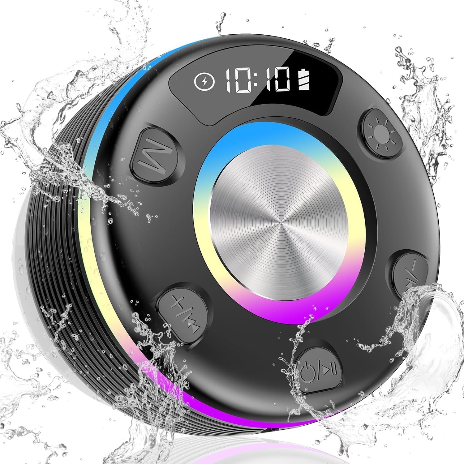 OYIB Bluetooth Shower Speaker, Portable Bluetooth Speaker 360° HD Sound, RGB Lights, FM Radio, IPX7 Waterproof Wireless Speaker with Suction Cup and Mic, Shower Radio for Party/Outdoor/Travel/Gifts - Image 2