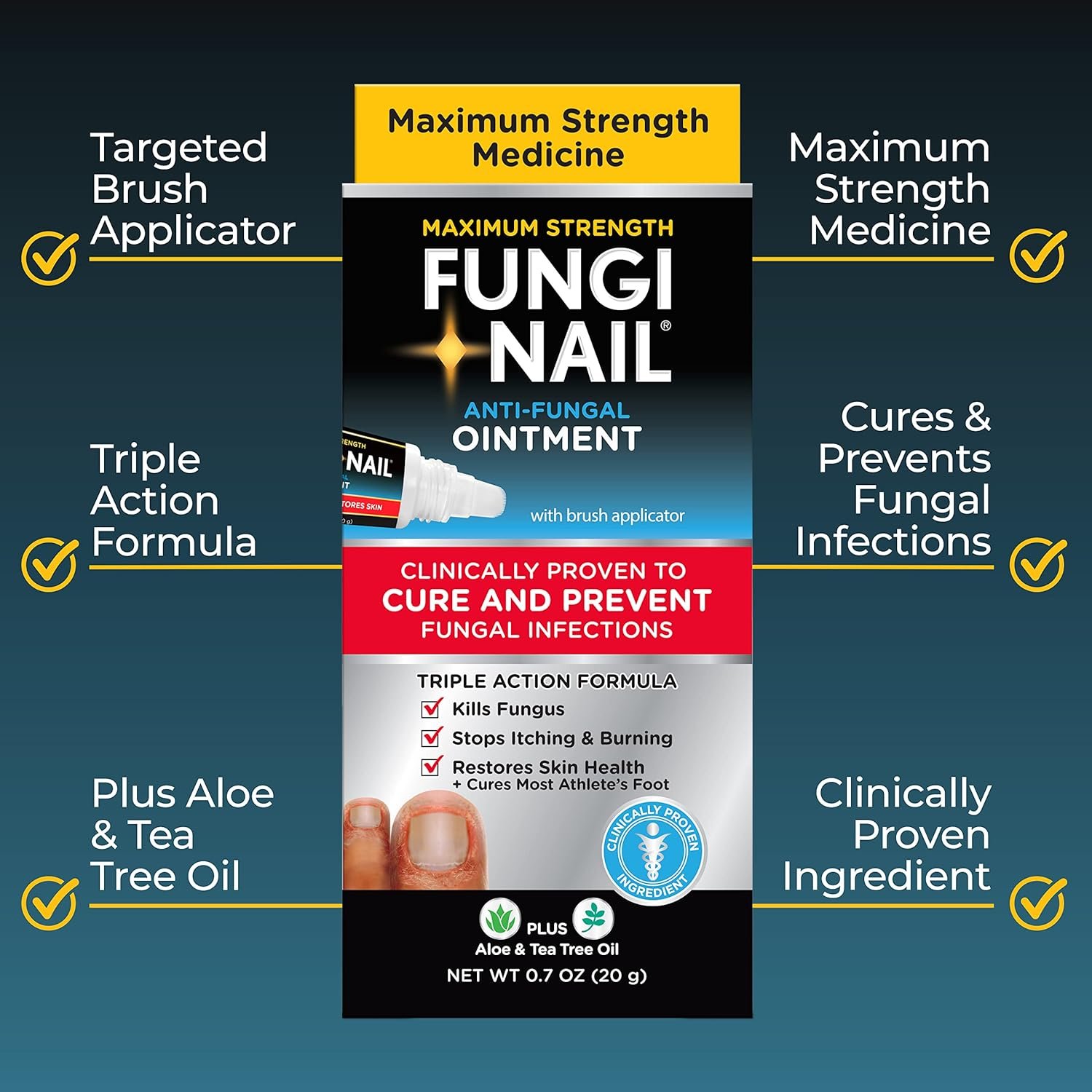Fungi Nail Anti-Fungal Ointment, Kills Fungus That Can Lead to Nail & Athlete’s Foot with Tolnaftate & Clinically Proven to Cure Infections, Natural Color, 0.7 Fl Oz - Image 4