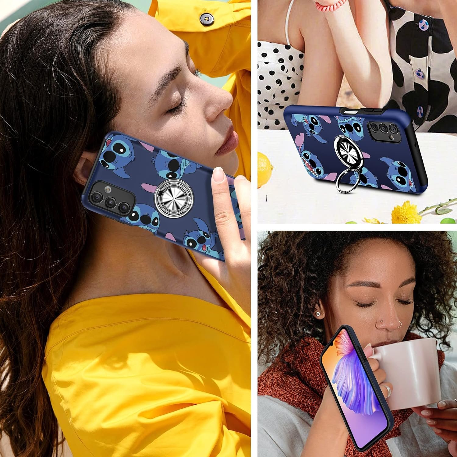 Joyleop Cute Cover for Galaxy A14 5G Phone Case Cartoon Funny Print for Girls Kids Pretty Girly with Ring Holder Stand Magnetic Kickstand Military Grade for Samsung A14 5G 6.6",Stit - Image 7