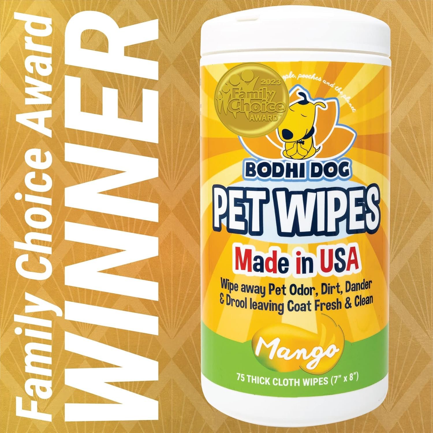Bodhi Dog Pet Wipes | Wipes for Dog Grooming | Wipe Away Pet Odors & Deodorizes Coat | No Parabens or SLS | Large Wet & Thick Pet Wipes | Best for Cleaning Dogs and Cats (Mango, 75CT) - Image 3